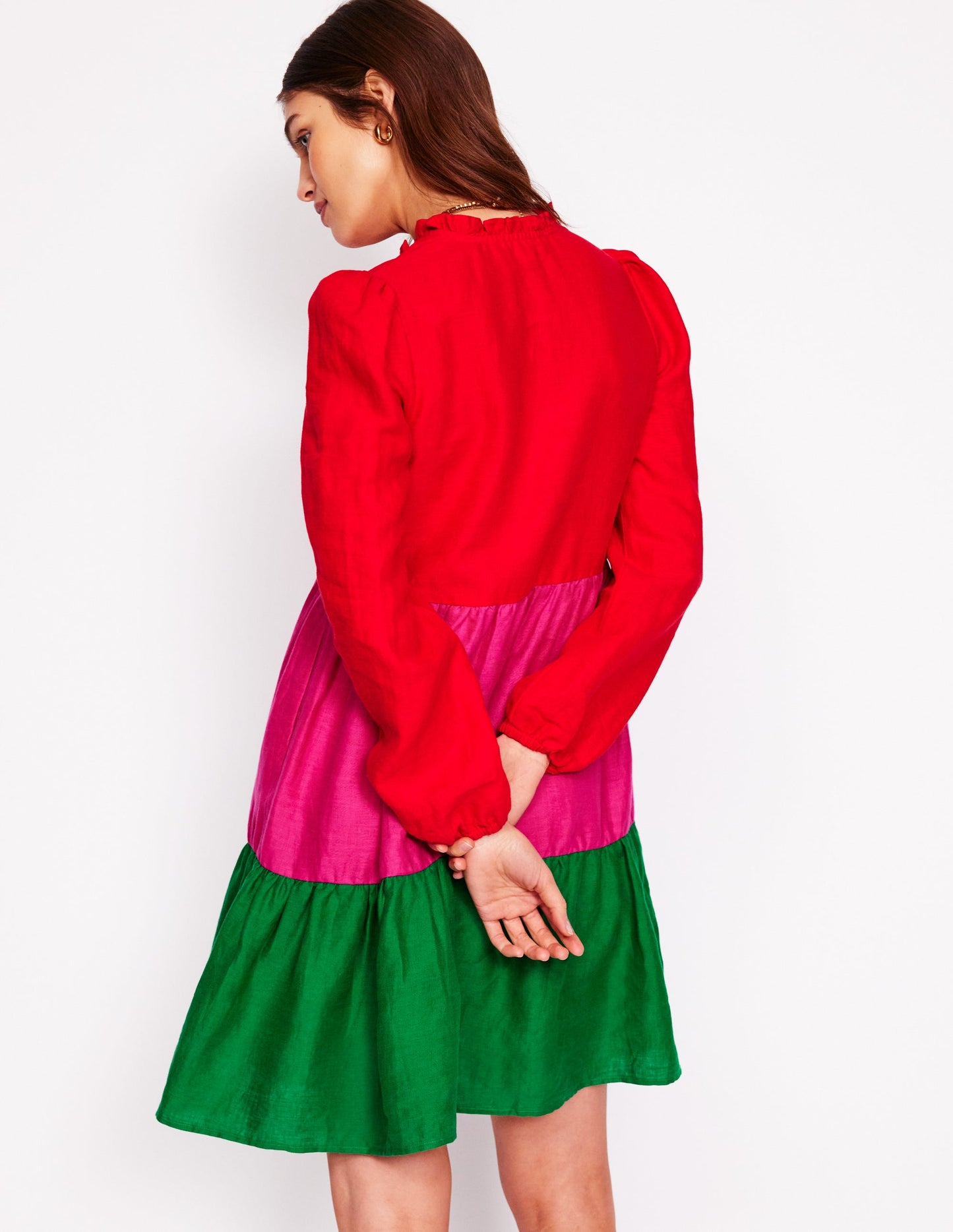 Esme Kurzes Leinenkleid-Blockfarben