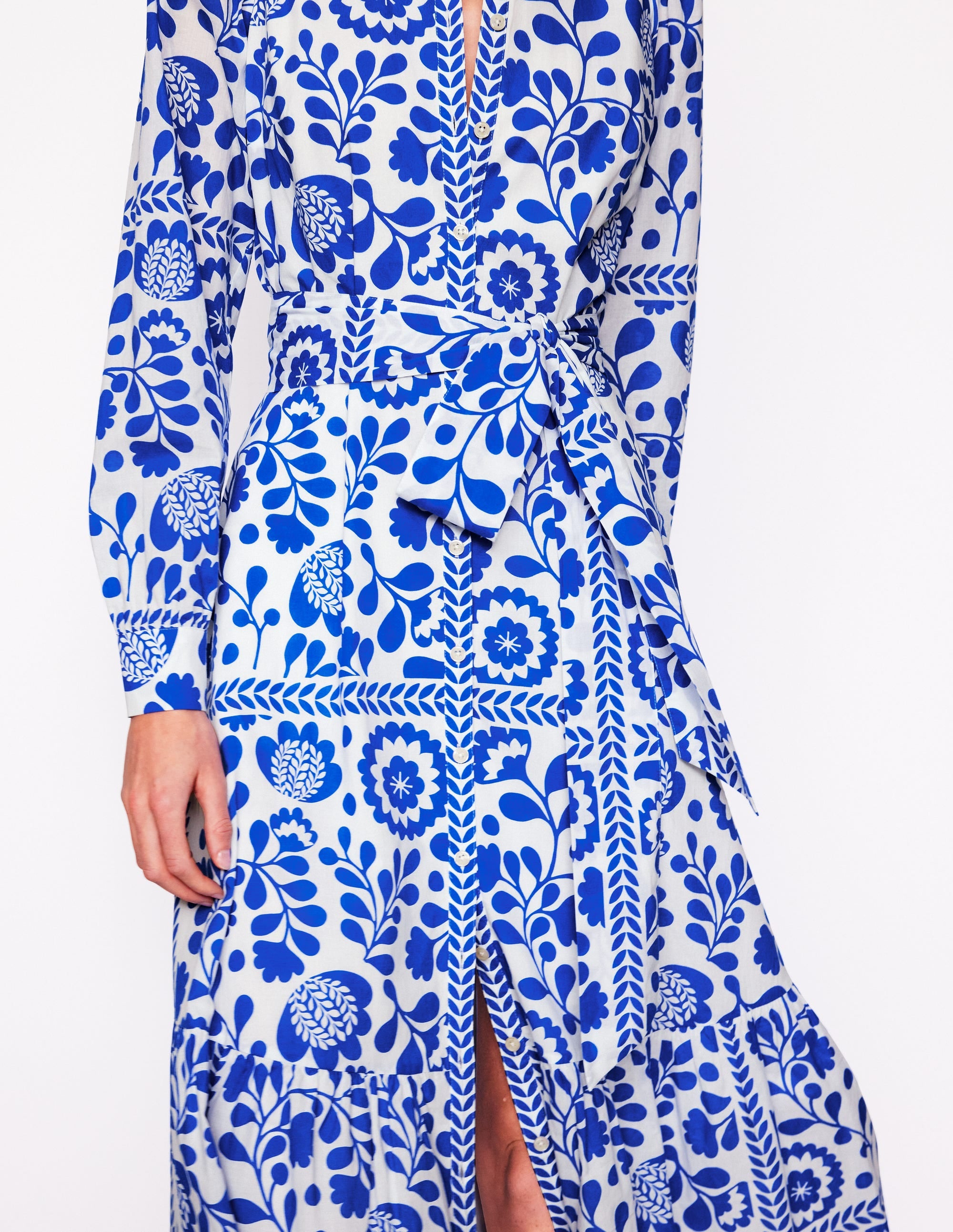 Mia Tiered Shirt Dress-Gallery Blue, Vine Tile - Image 2