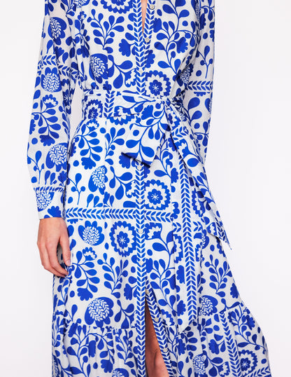 Mia Gestuftes Hemdblusenkleid-Galerie-Blau, Weinstein