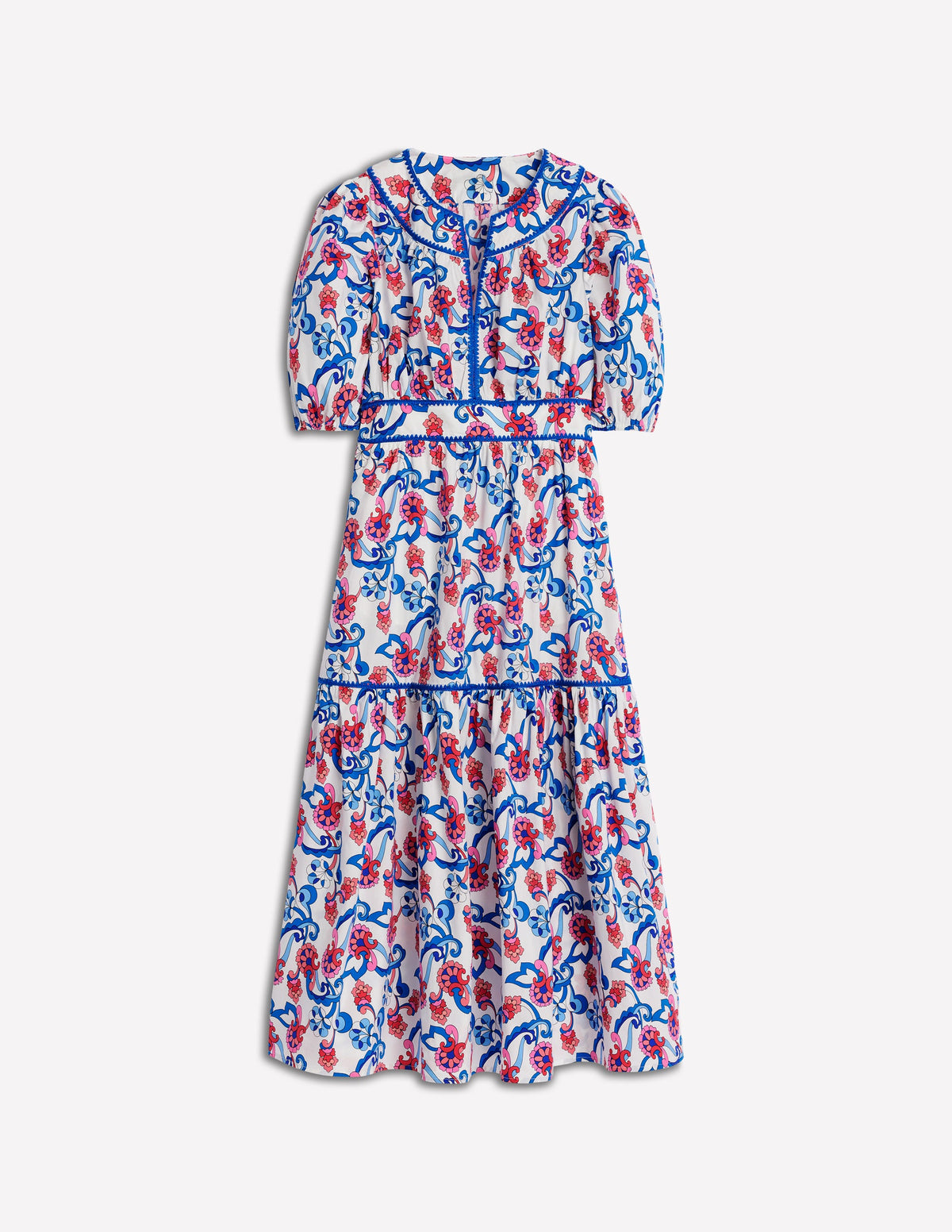 Rhea Embroidered Midi Dress-Ivory, Foliage Trail - Image 8