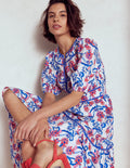 Robe midi Rhea brodée-Ivoire, motif Foliage Trail