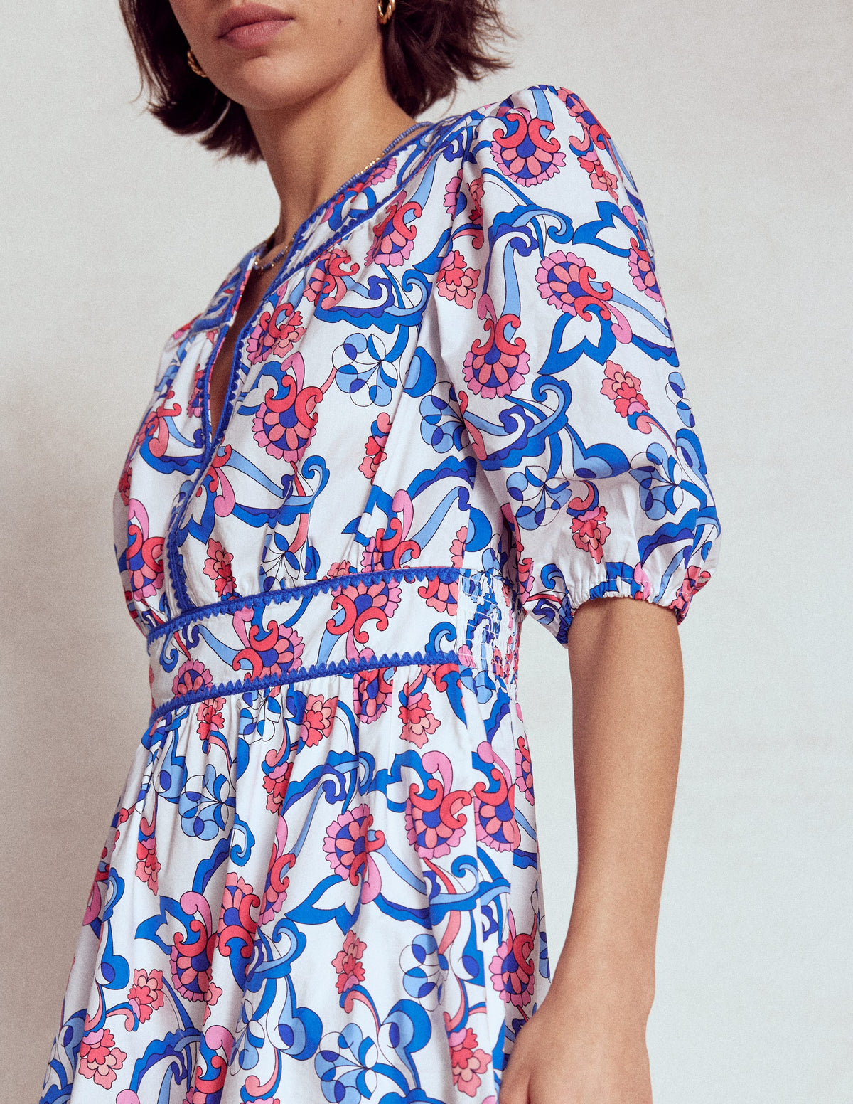 Rhea Embroidered Midi Dress-Ivory, Foliage Trail - Image 3