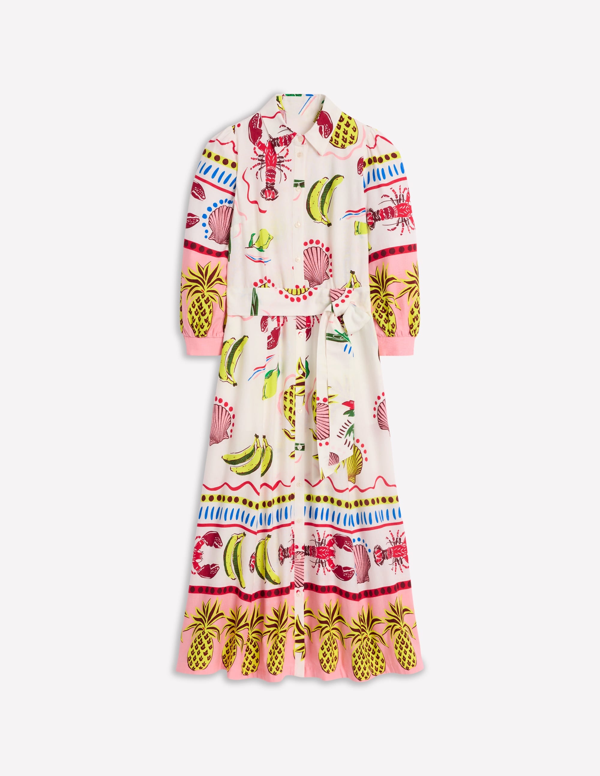 Clara Hemdblusenkleid aus Leinenmischgewebe-Bunt, Tropical Bonanza-Motiv - Image 7