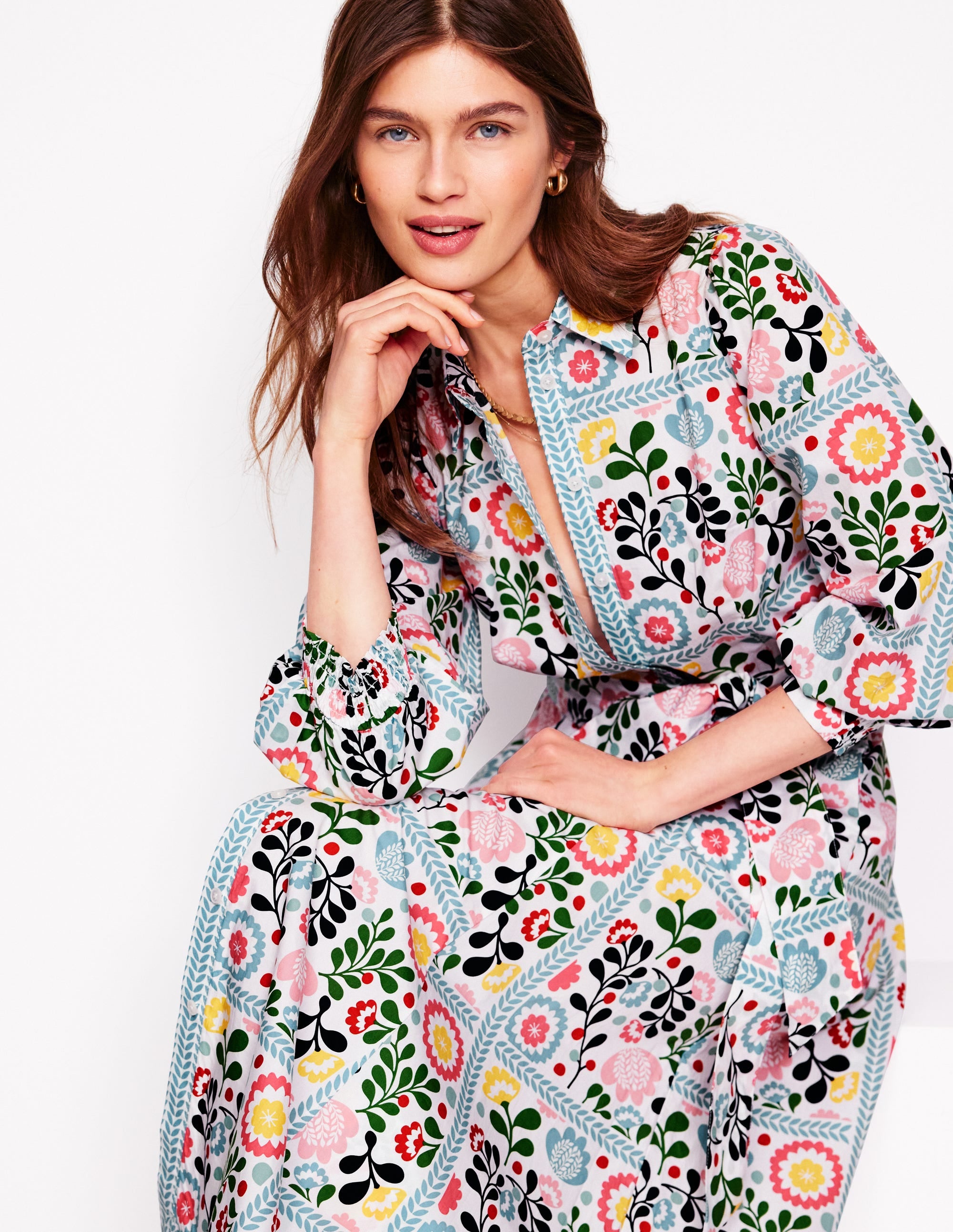 Clara Hemdblusenkleid aus Baumwolle-Bunt, Geheimer Garten - Image 1