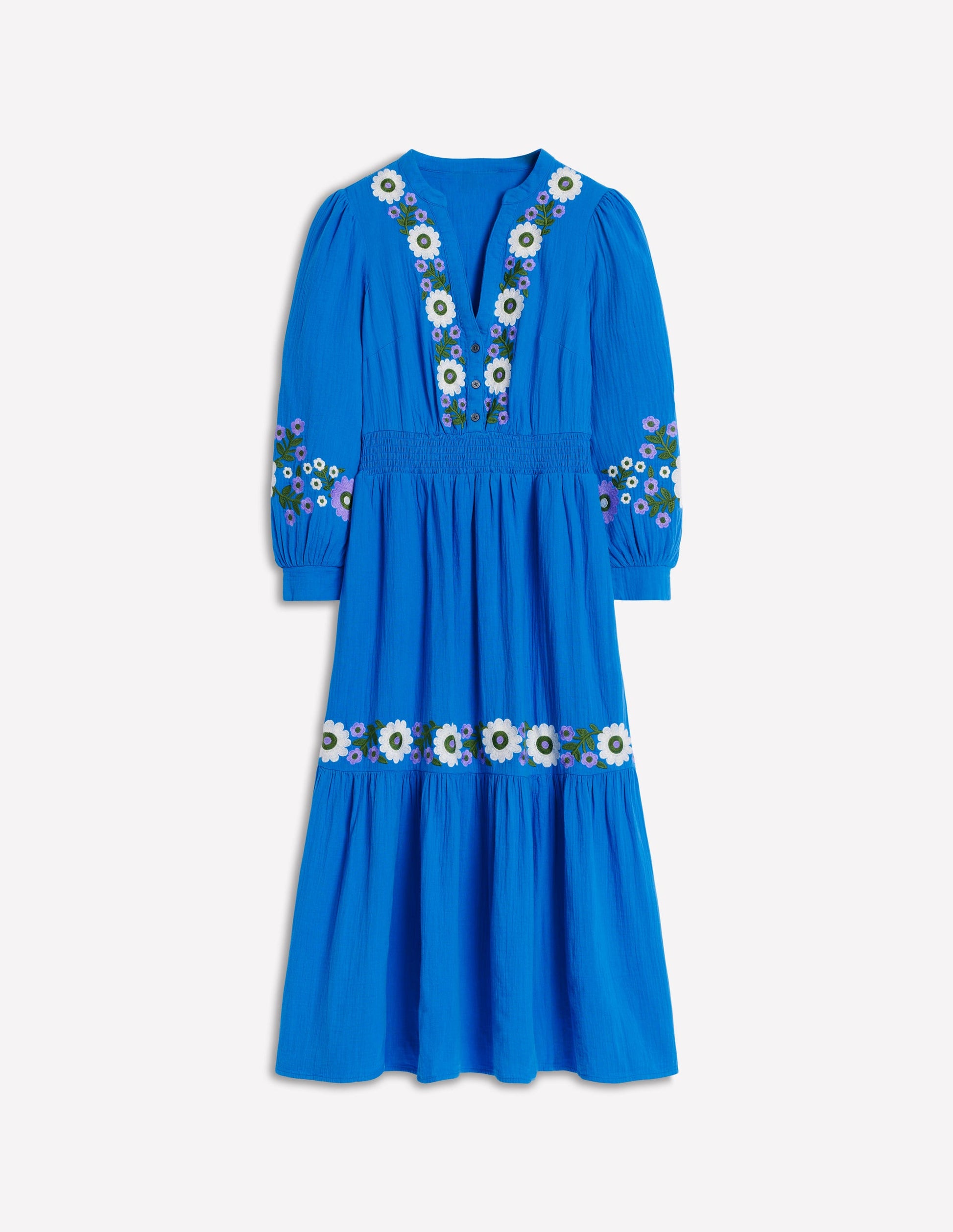 Elena Doppeltuch-Midikleid-Blaue Stickerei-7