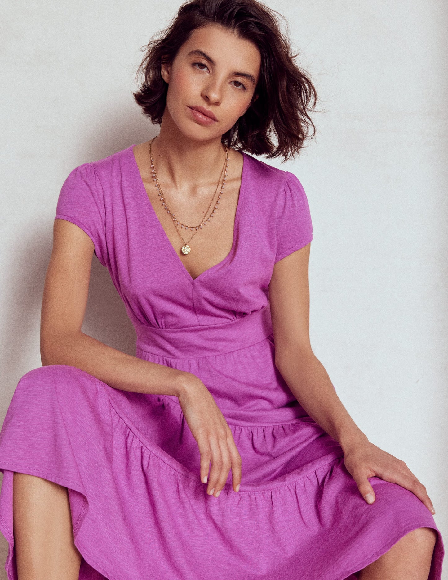 Eloise Gestuftes Jerseykleid-Fingerhut-Lila
