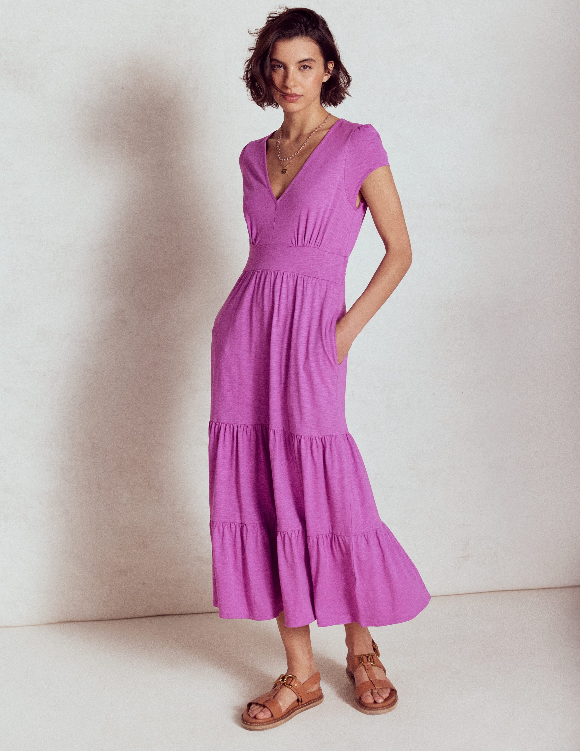 Robe Eloise volantée en jersey-Violet digital pourpre - Image 6