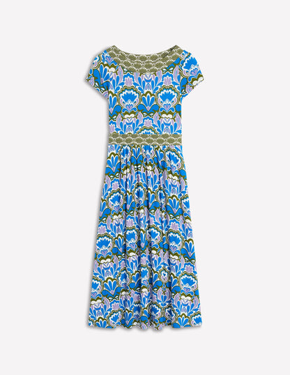Melanie Jersey-Midikleid-Eisvogelblau, Freesienstempel-6
