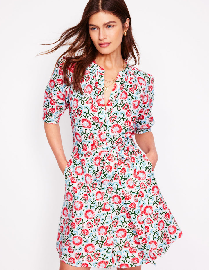 Ada Kurzes Doppeltuch-Kleid-Naturweiß, Gartenrebe