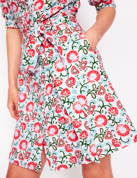 Ada Kurzes Doppeltuch-Kleid-Naturweiß, Gartenrebe