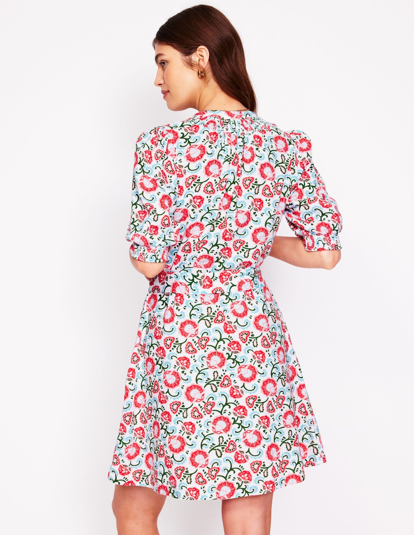 Ada Kurzes Doppeltuch-Kleid-Naturweiß, Gartenrebe