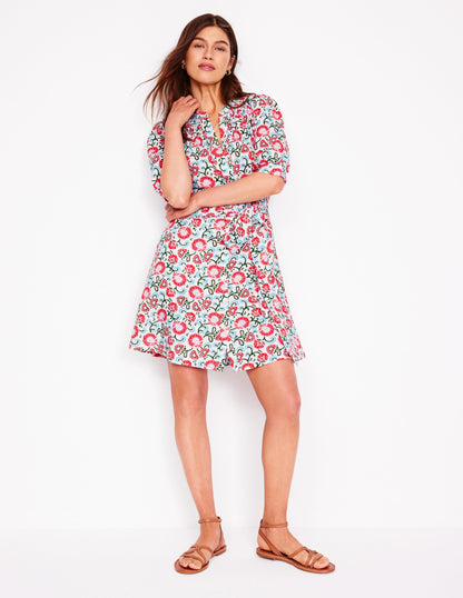 Ada Kurzes Doppeltuch-Kleid-Naturweiß, Gartenrebe