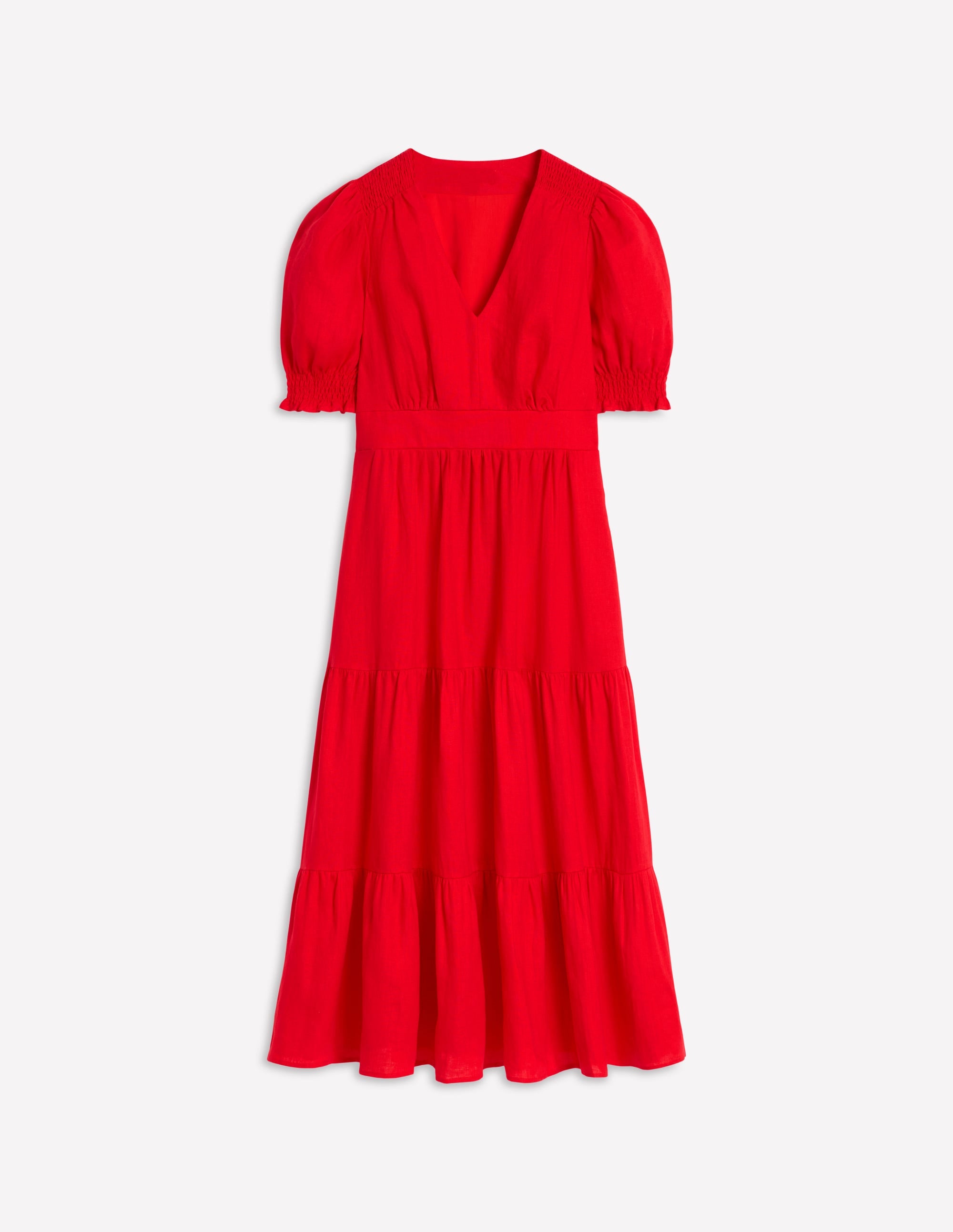 Anna Gestuftes Midikleid aus Leinen-Anemone Honeycomb Spot - Image 7