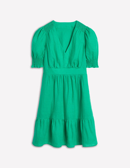 Anna Kurzes Leinenkleid-Aquamarinblau