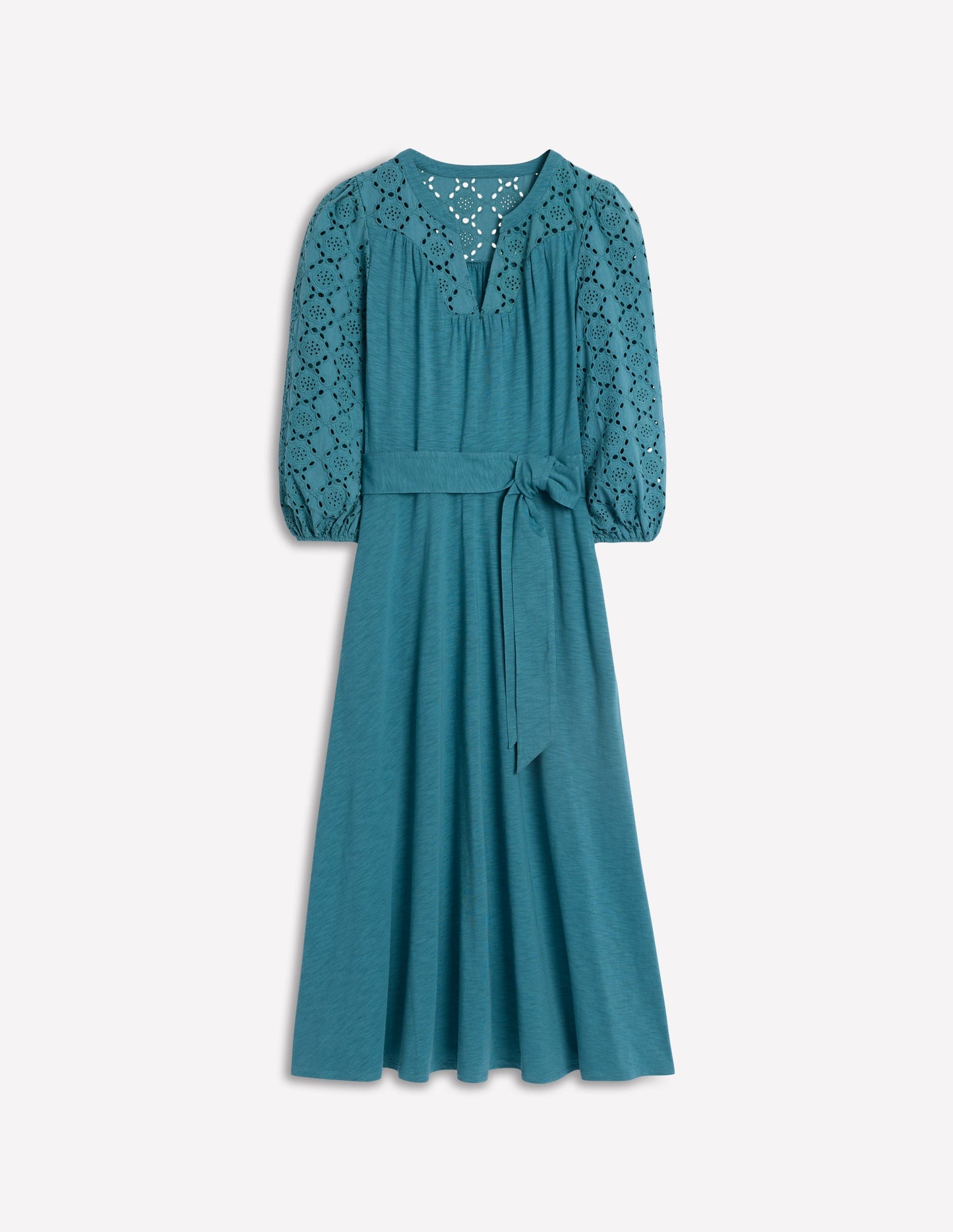 Eden Jerseykleid mit Lochstickerei-Wasserfallblau