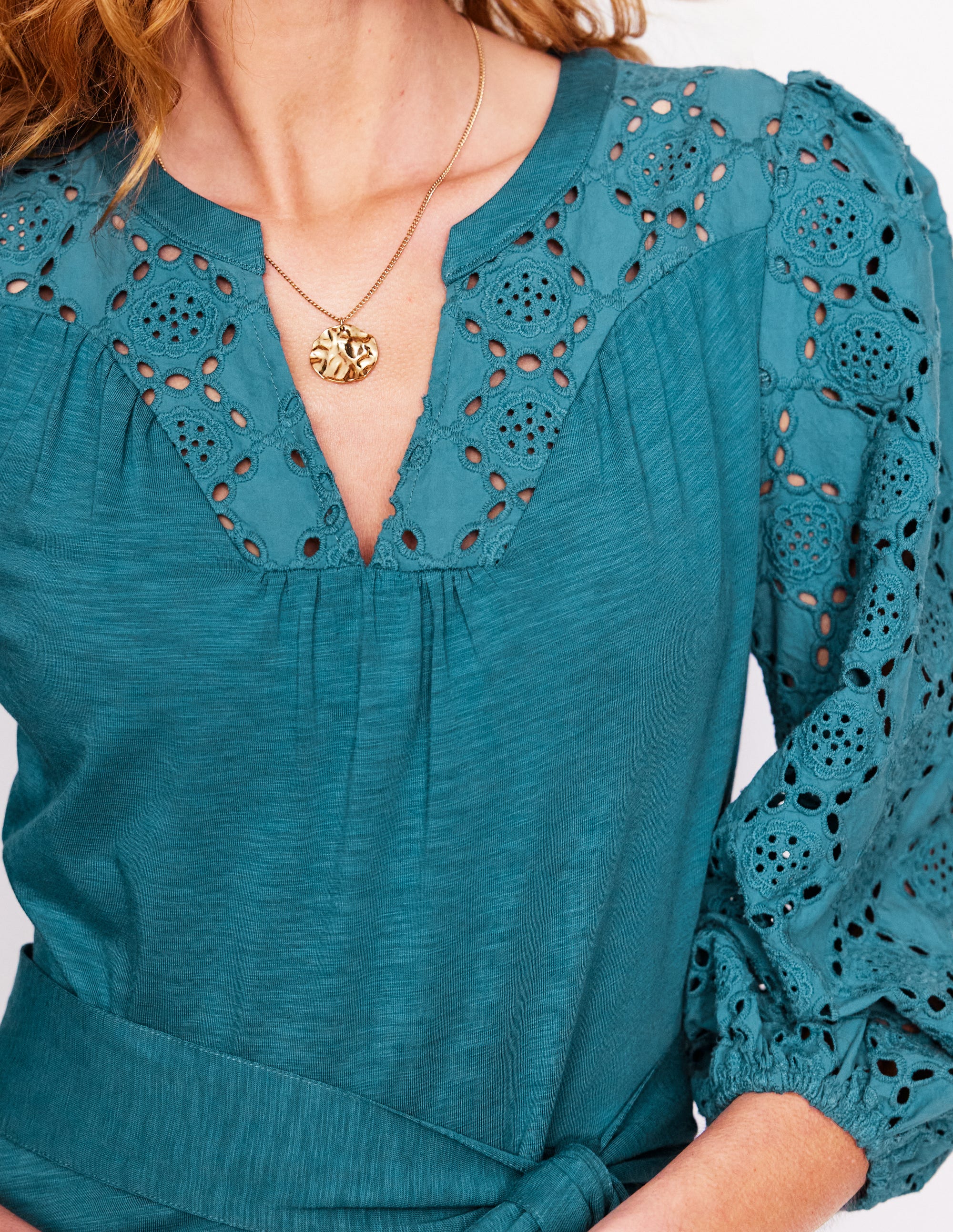 Robe Eden à broderie anglaise en jersey-Bleu cascade - Image 2