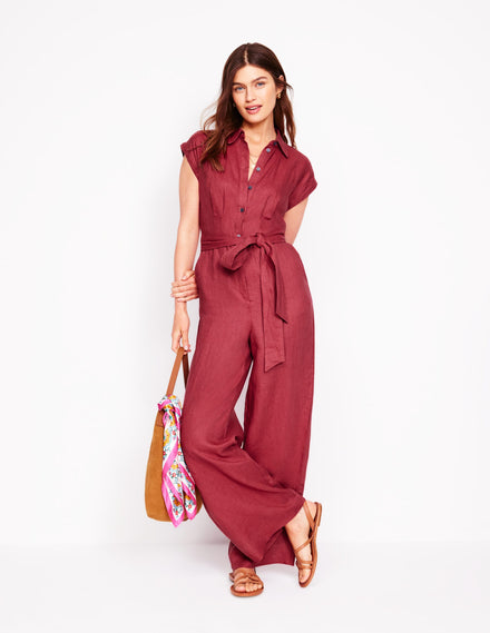 Colette Jumpsuit aus Leinen-Terrakotta-Rot