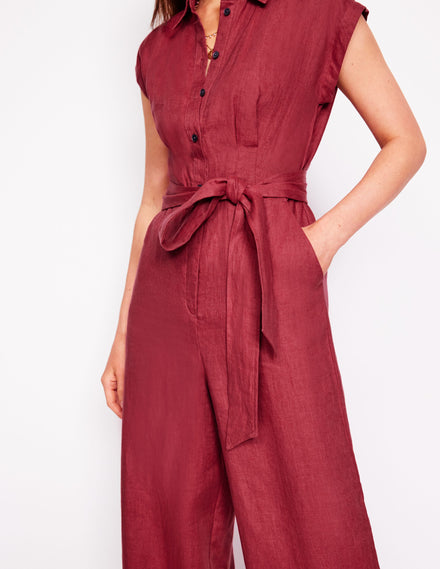 Colette Jumpsuit aus Leinen-Terrakotta-Rot