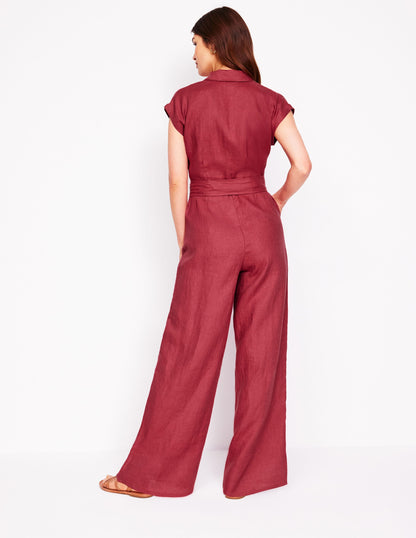Colette Jumpsuit aus Leinen-Terrakotta-Rot
