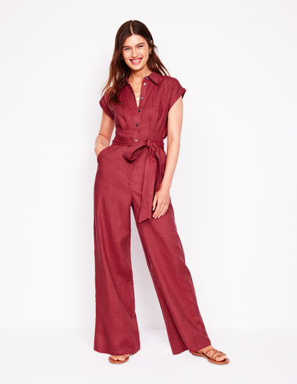 Colette Jumpsuit aus Leinen-Terrakotta-Rot