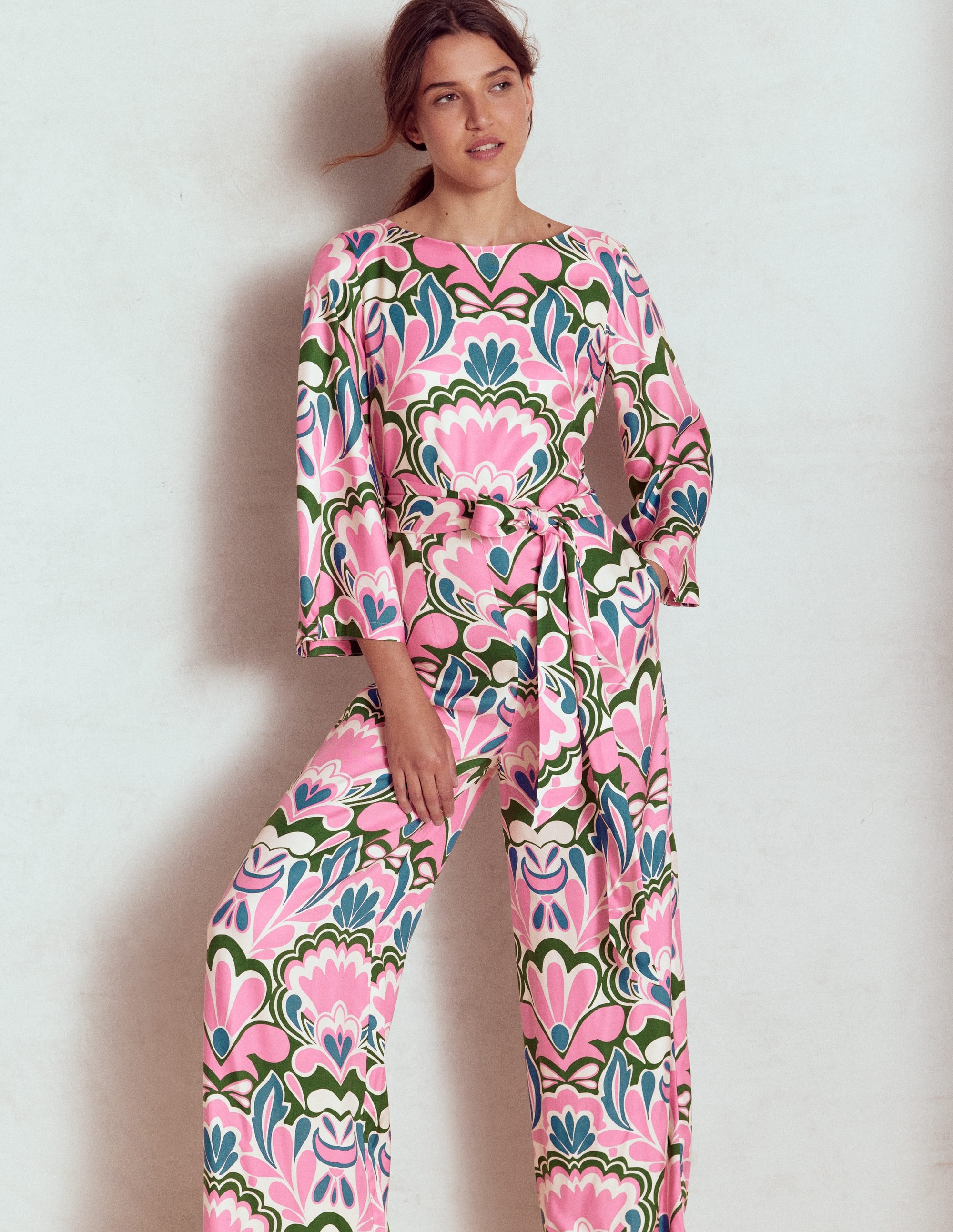 Jumpsuit mit Kimonoärmeln-Wiesenrosa, Freesie - Image 1