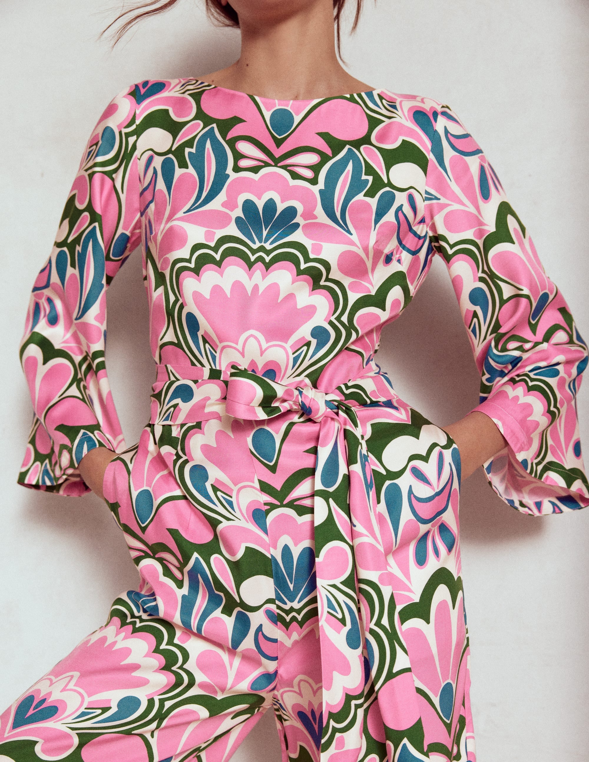 Jumpsuit mit Kimonoärmeln-Wiesenrosa, Freesie - Image 2