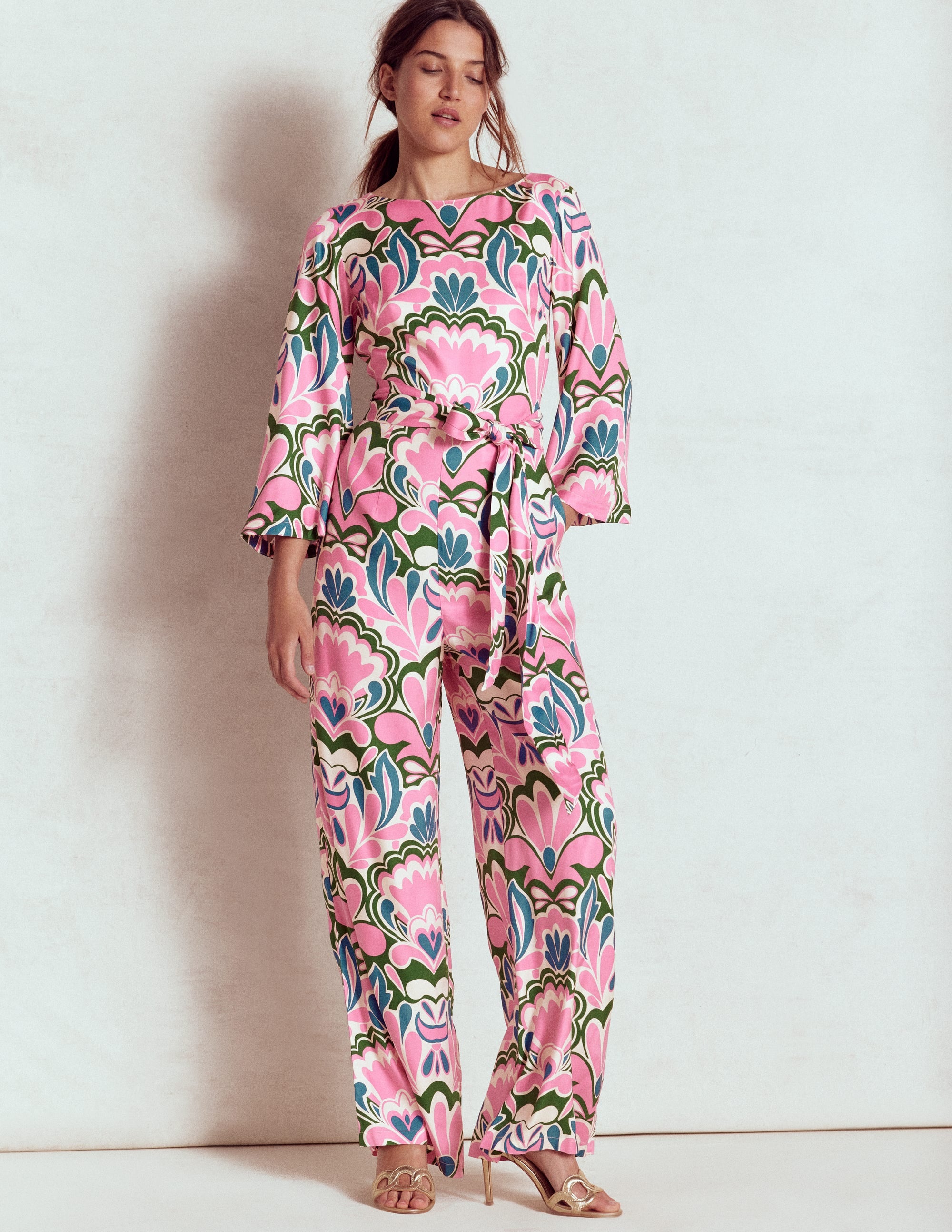 Jumpsuit mit Kimonoärmeln-Wiesenrosa, Freesie - Image 5