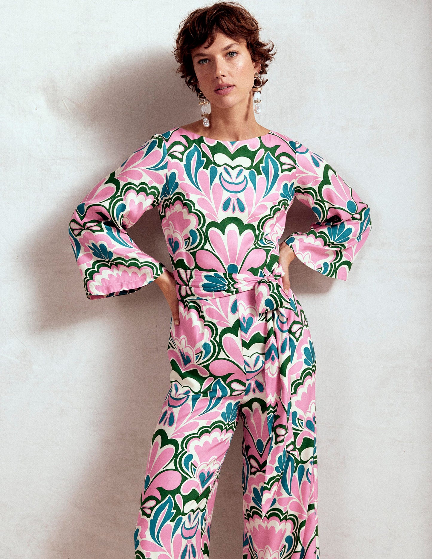 Jumpsuit mit Kimonoärmeln-Wiesenrosa, Freesie