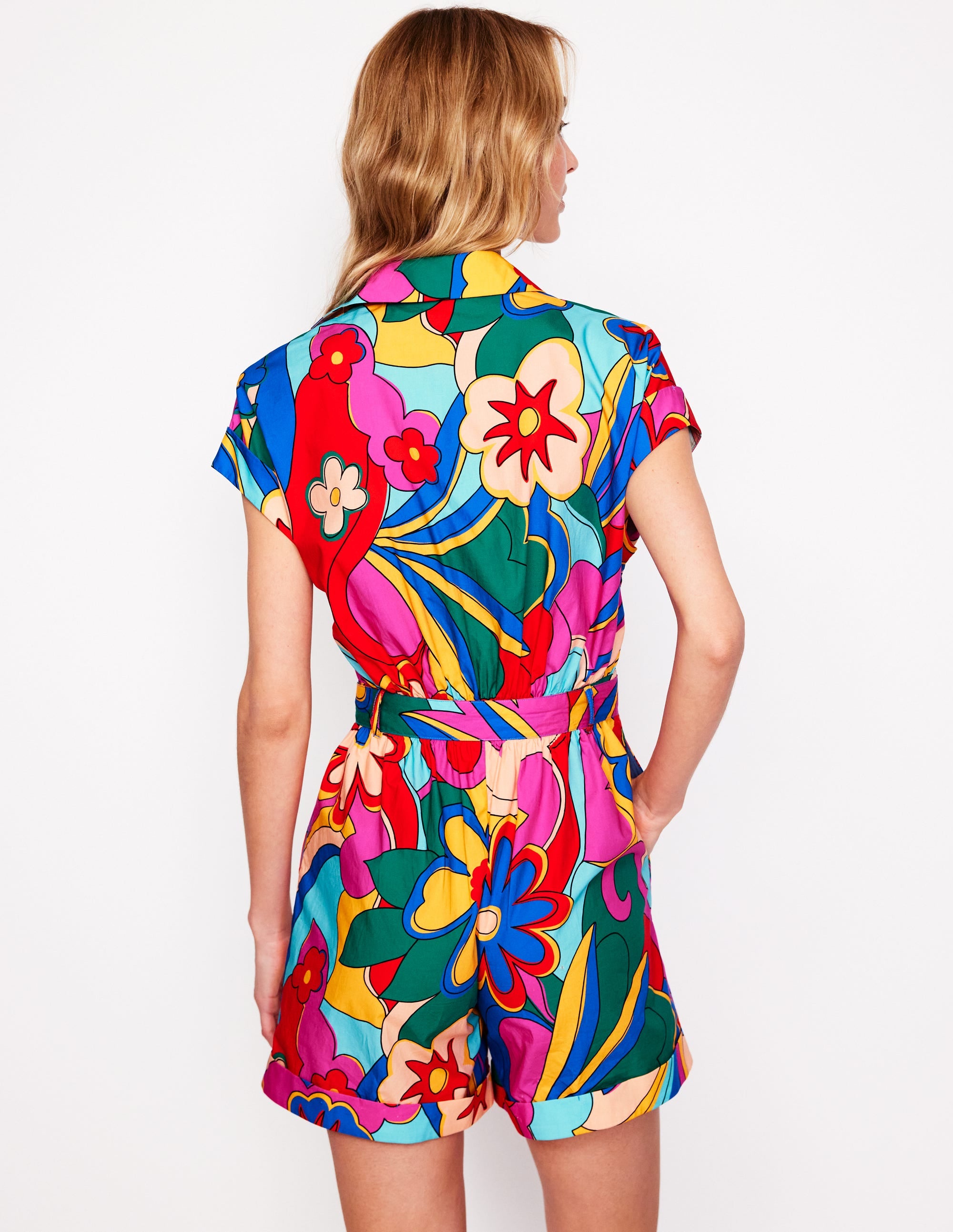 Legerer Baumwoll-Jumpsuit-Bunt, Blühender Pepp - Image 3