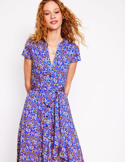 Robe-chemise Sara en jersey-Bleu galerie, motif Garden Vine