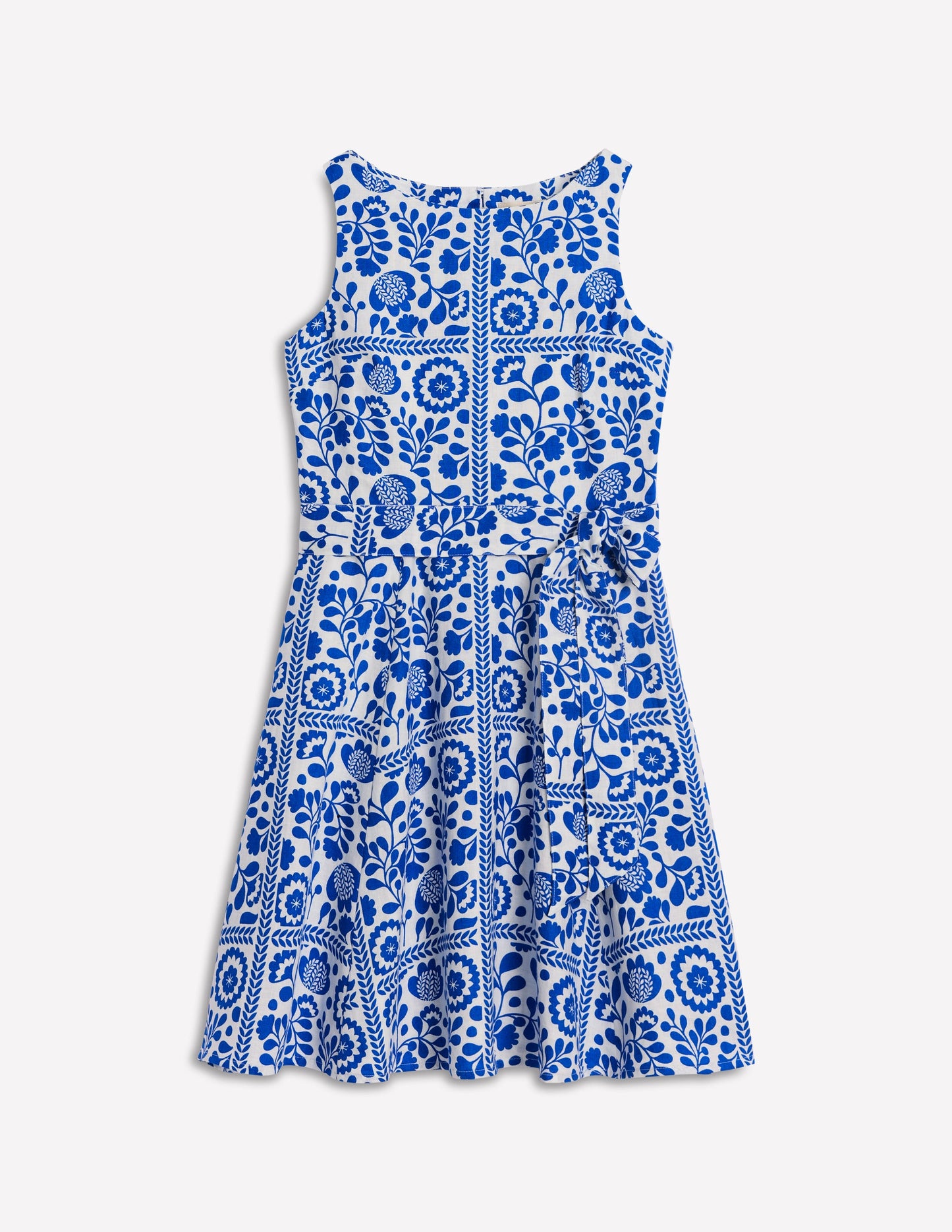 Robe en lin Anya sans manches-Bleu galerie, motif Walled Garden