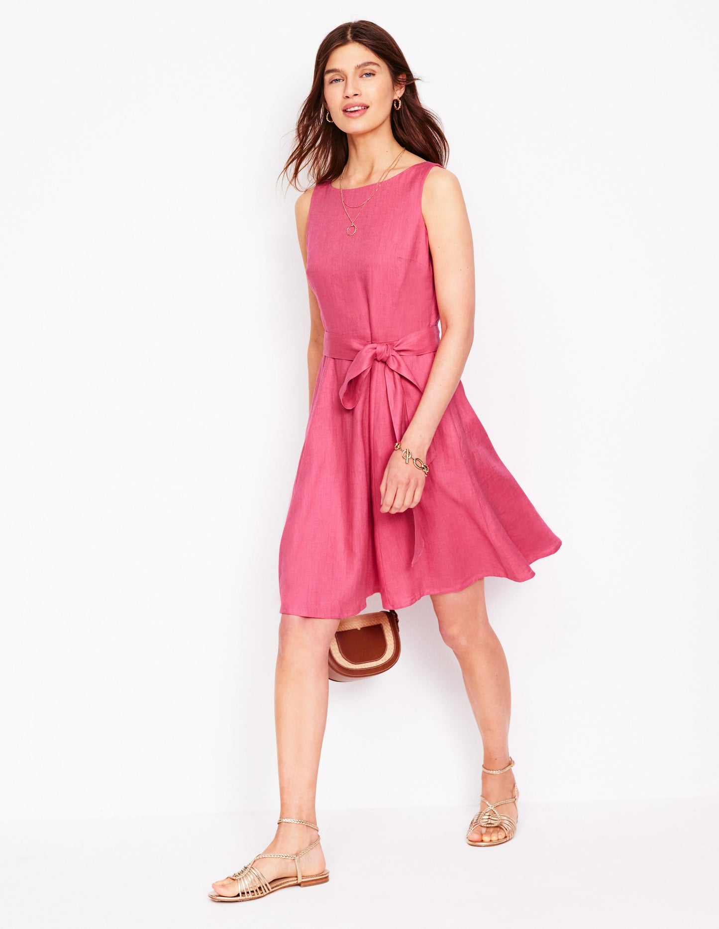 Robe en lin Anya sans manches-Animals/Stripe
