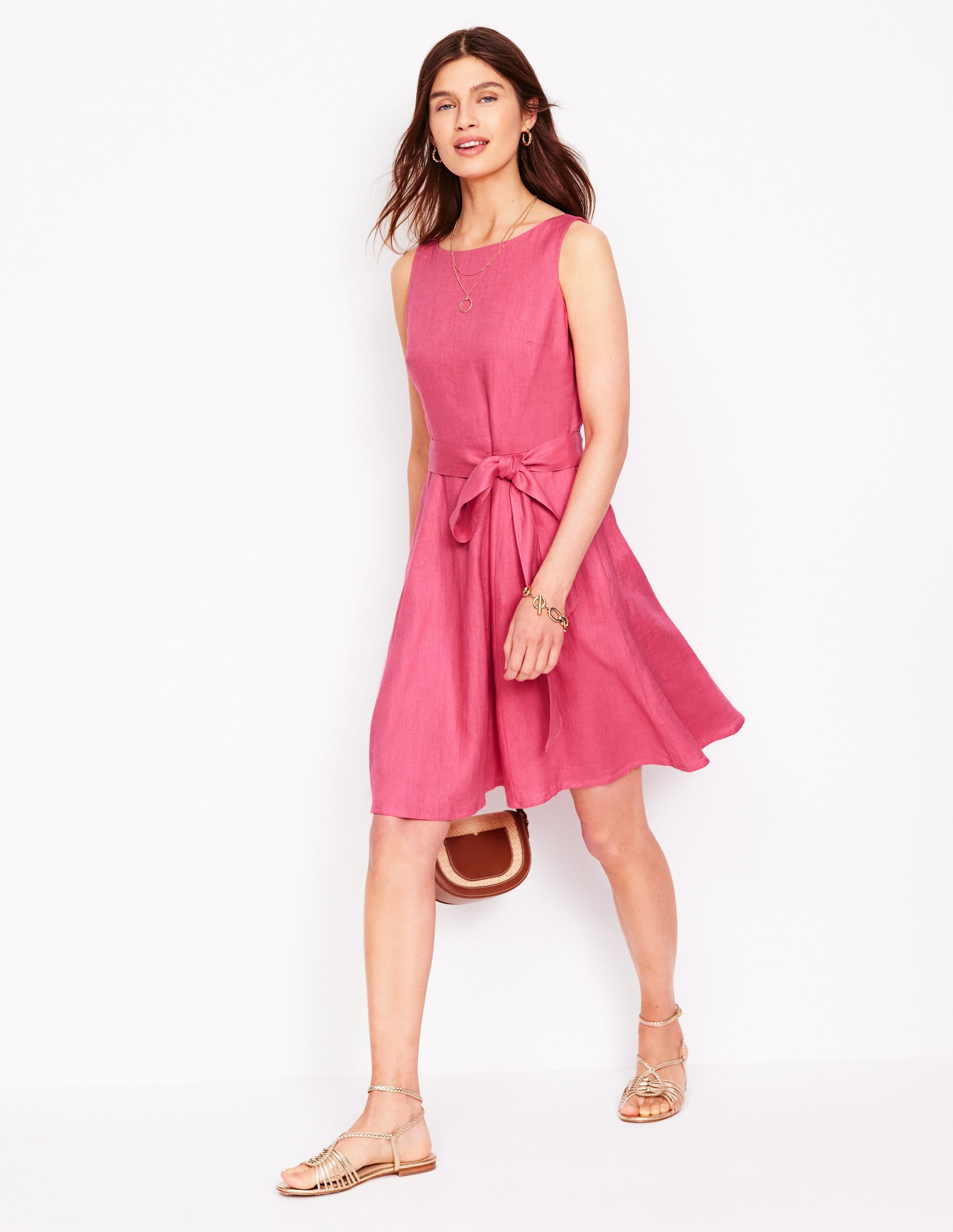 Anya Ärmelloses Leinenkleid-Animals/Stripe - Image 1