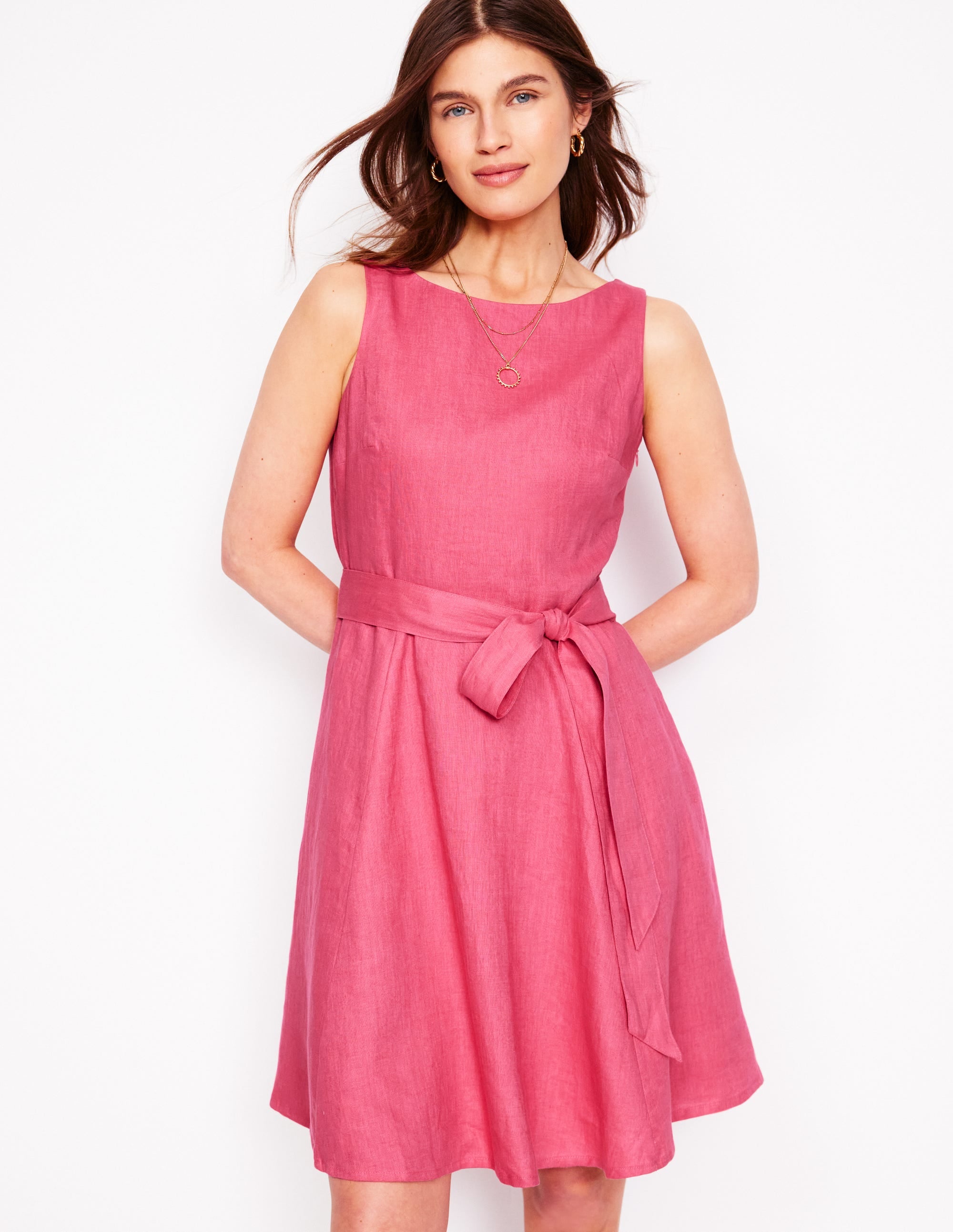 Anya Ärmelloses Leinenkleid-Animals/Stripe - Image 4