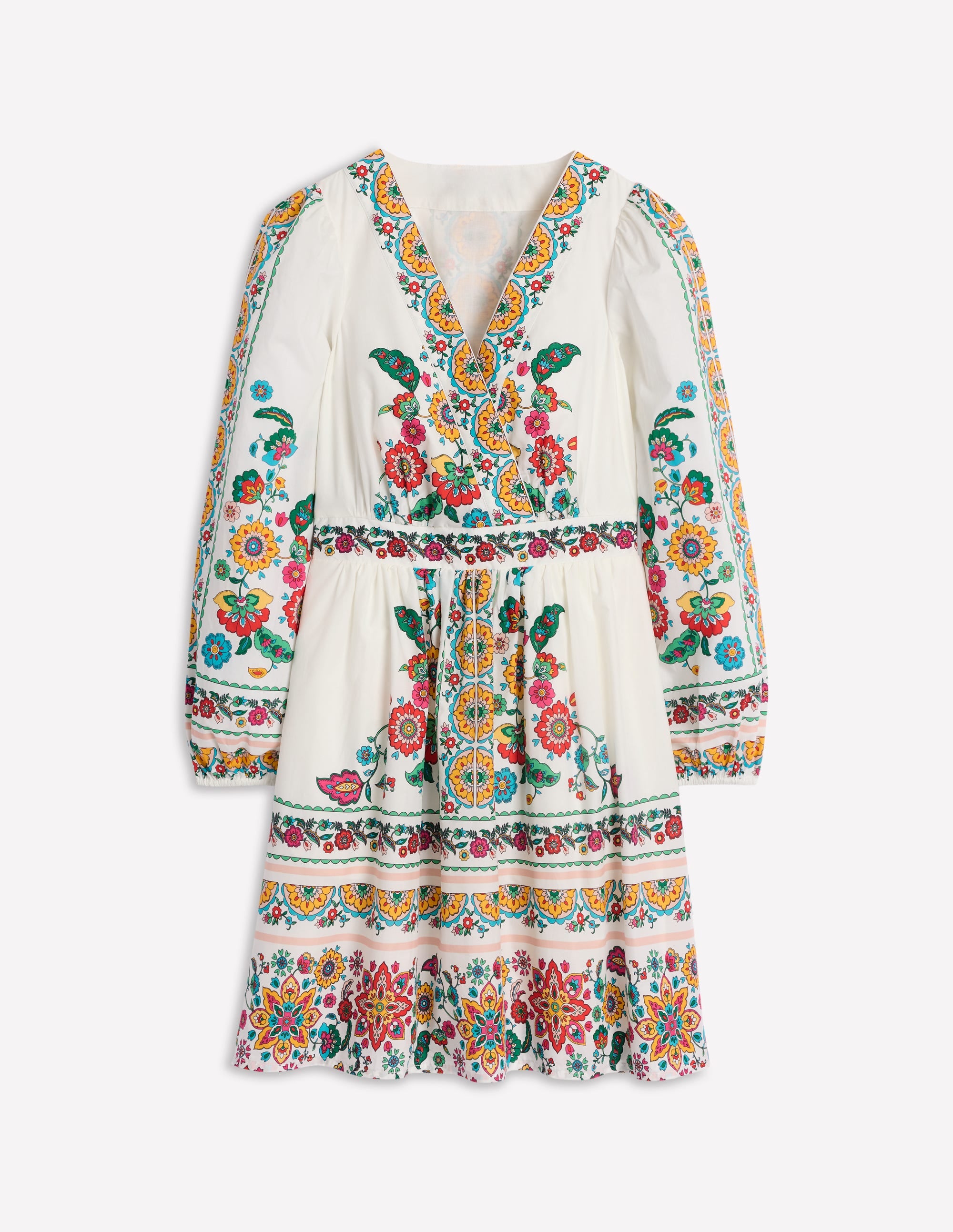 Robe courte Mya en coton-Ivoire, motif Botanical Spring - Image 6