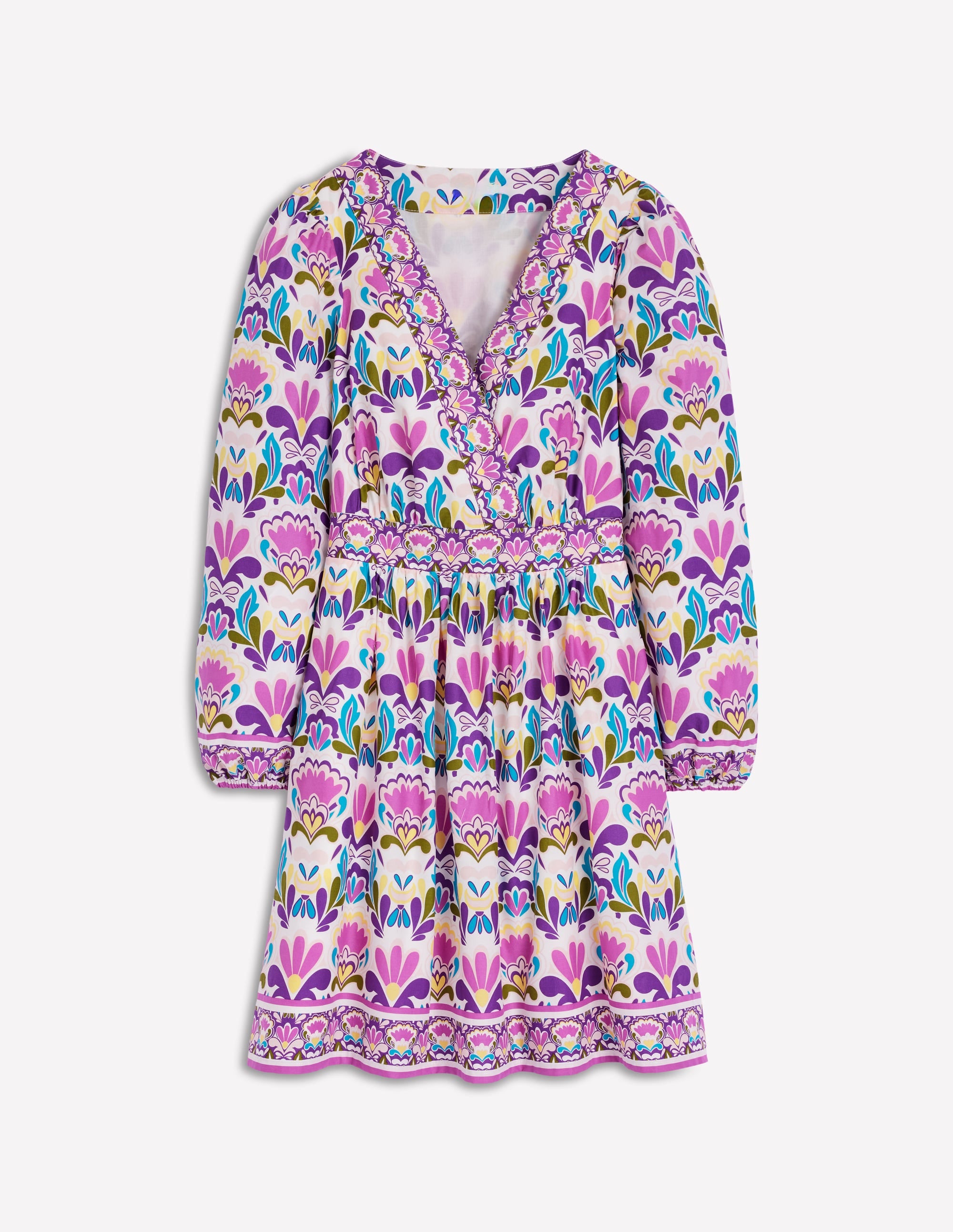 Robe courte Mya en coton-Violet royal, motif Freesia Stamp - Image 9