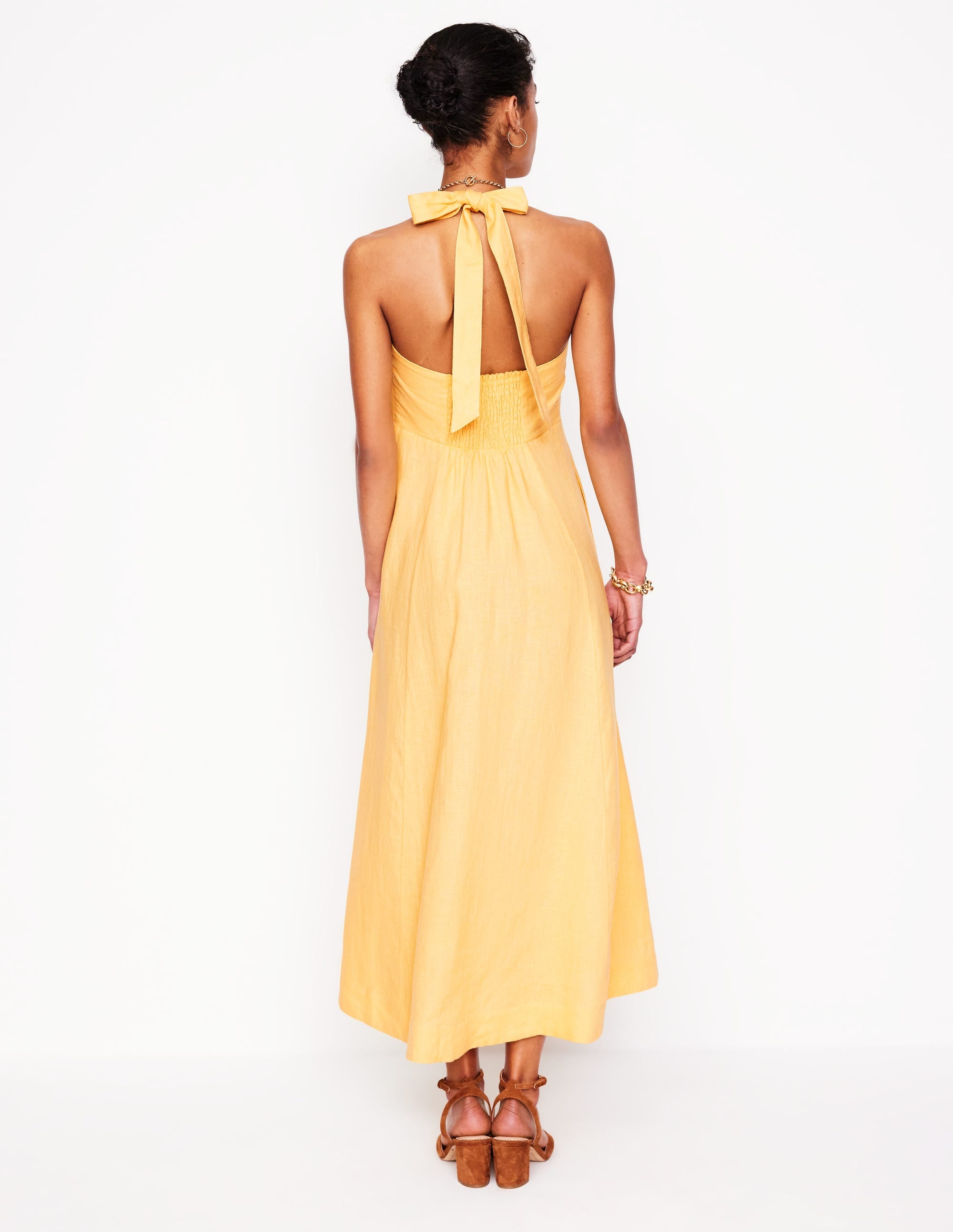 Neckholder-Kleid aus Leinen-Buttermilchgelb - Image 3