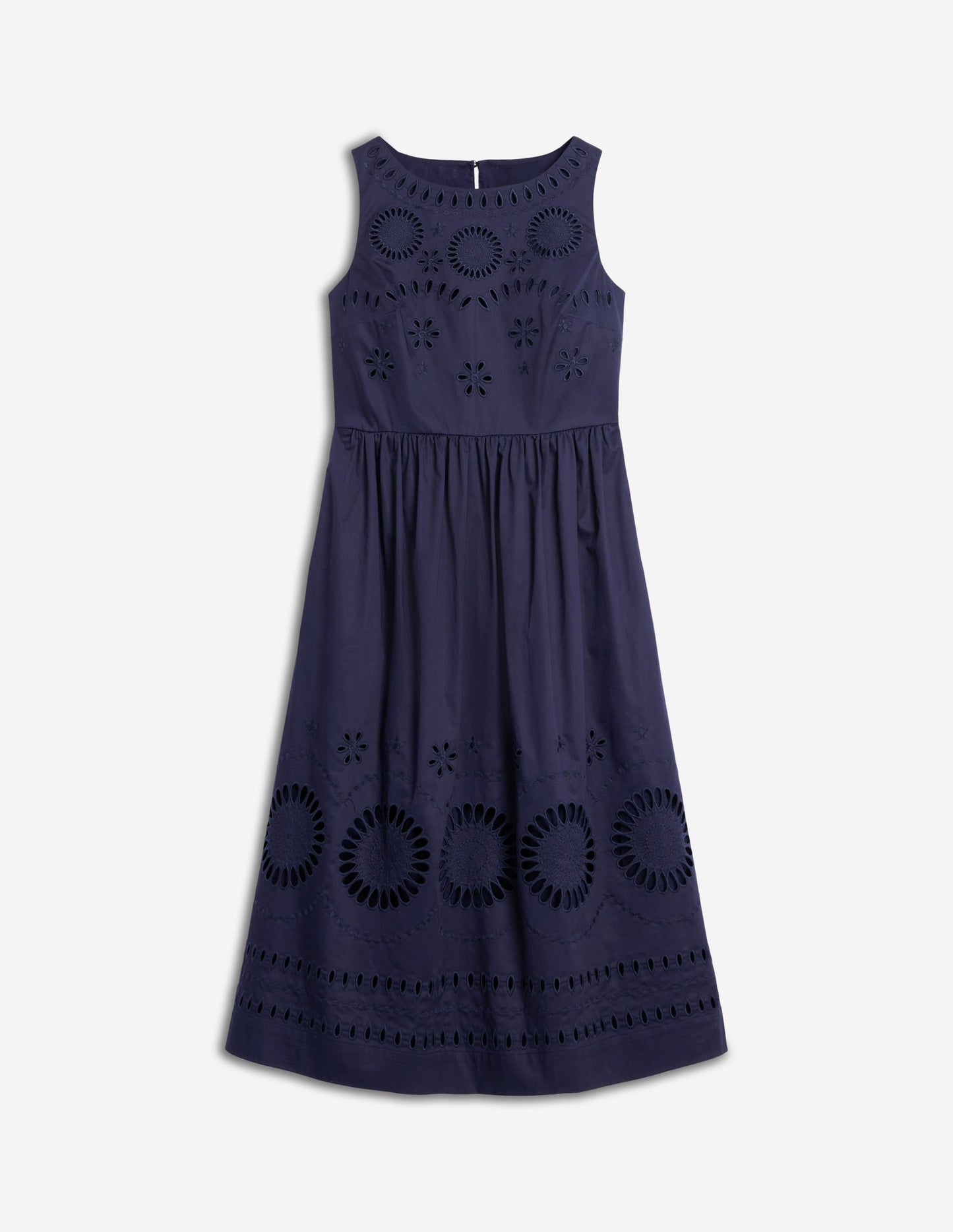Lauren Midikleid mit Lochstickerei-Marineblau