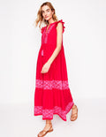 Gestuftes Kleid mit Bindeband am Ausschnitt-Anemone Honeycomb Spot