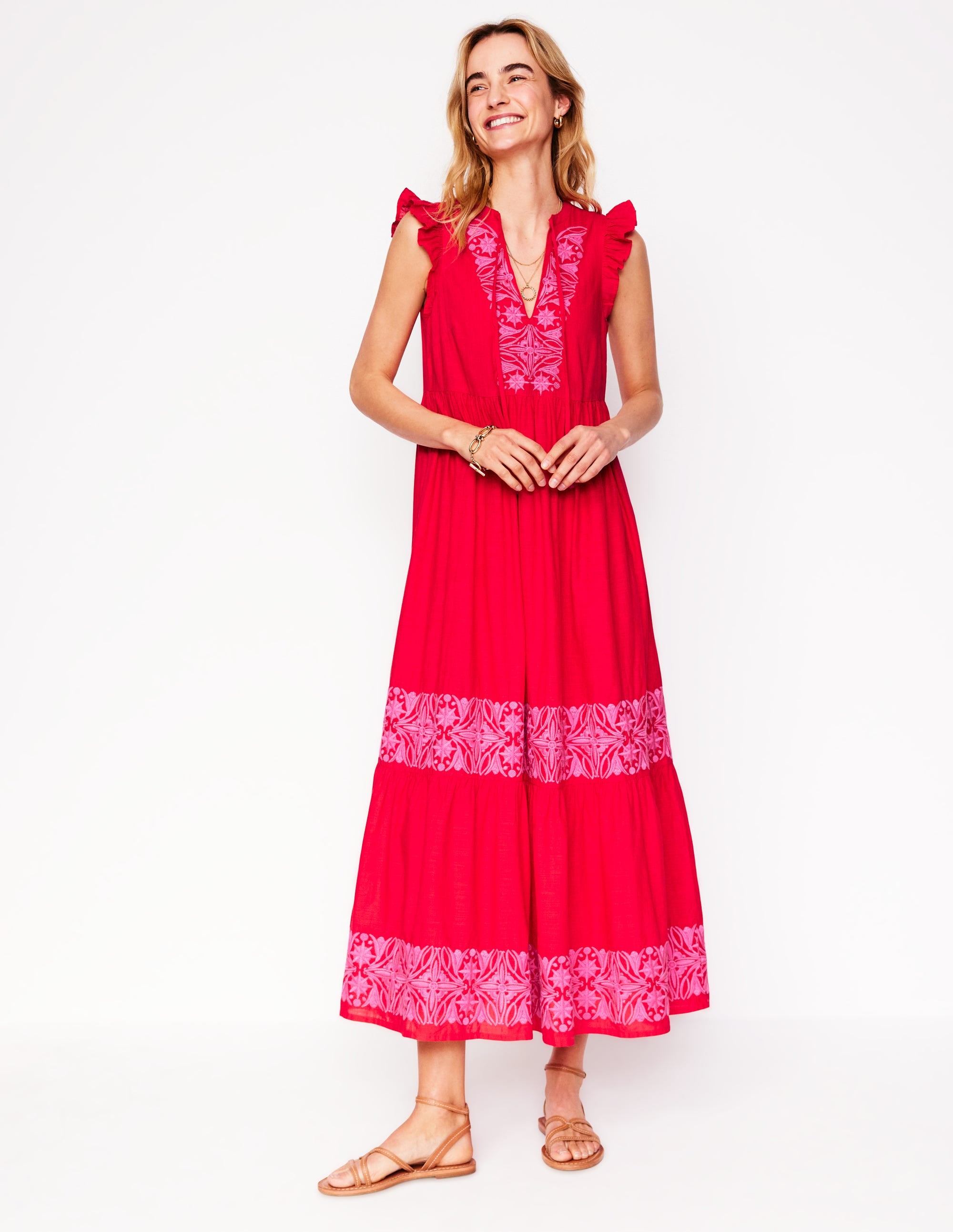 Gestuftes Kleid mit Bindeband am Ausschnitt-Anemone Honeycomb Spot - Image 4