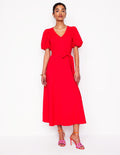 Robe midi à manches volumineuses-Anemone Honeycomb Spot