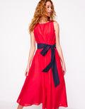 Ärmelloses Kleid mit Faltenrock-Anemone Honeycomb Spot