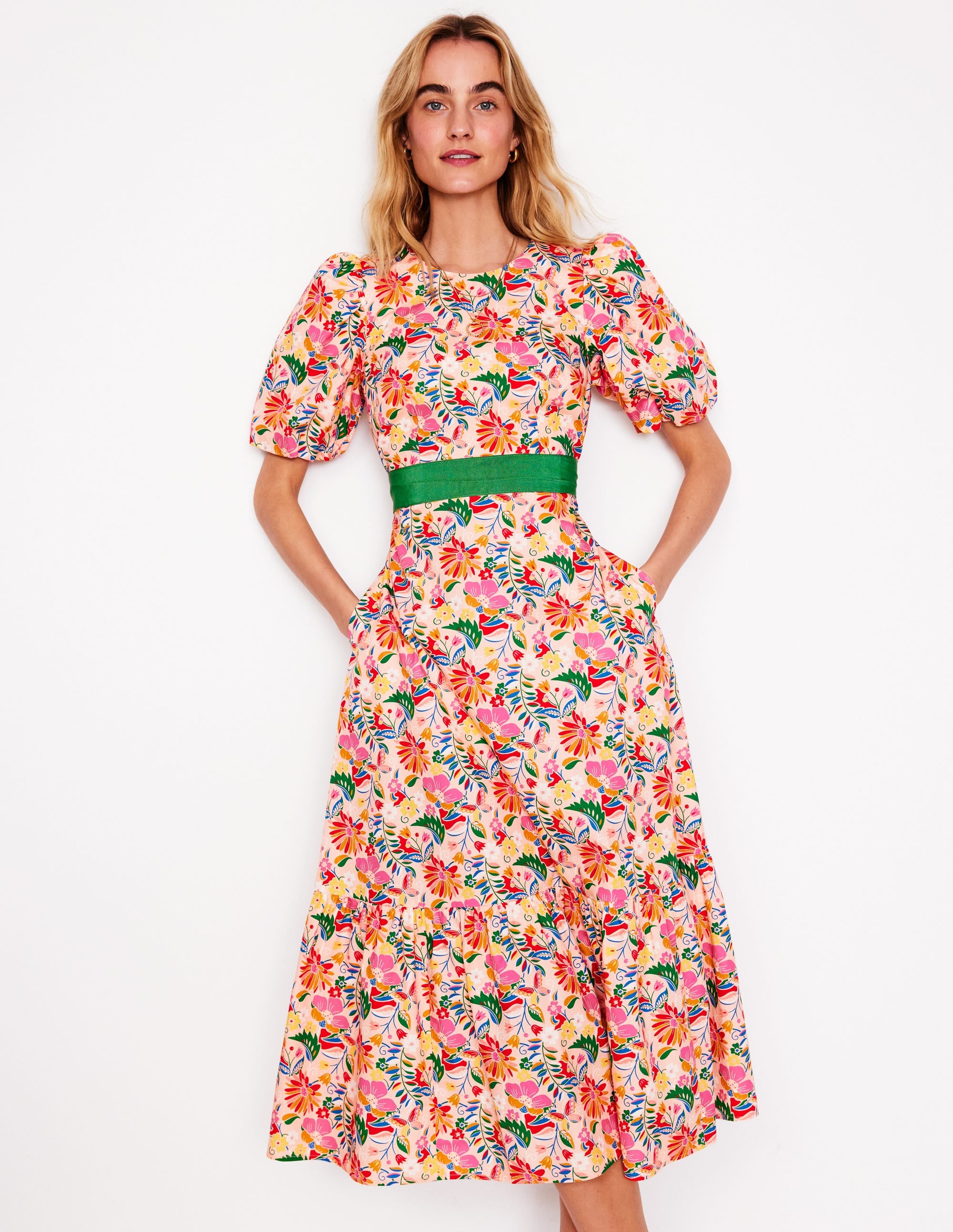 Grosgrain Waist Dress-Multi, Wildflower Trail - Image 1