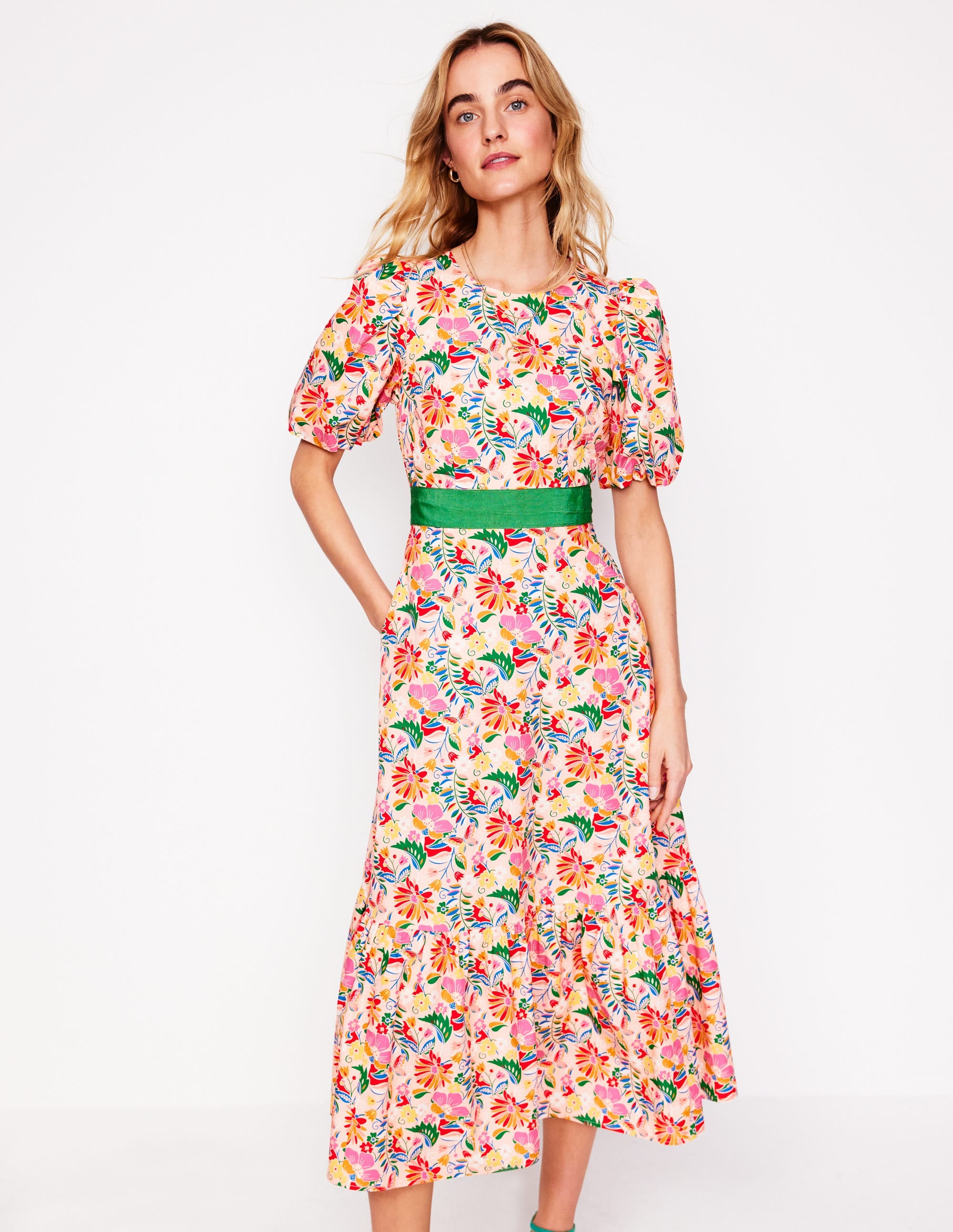 Grosgrain Waist Dress-Multi, Wildflower Trail - Image 4