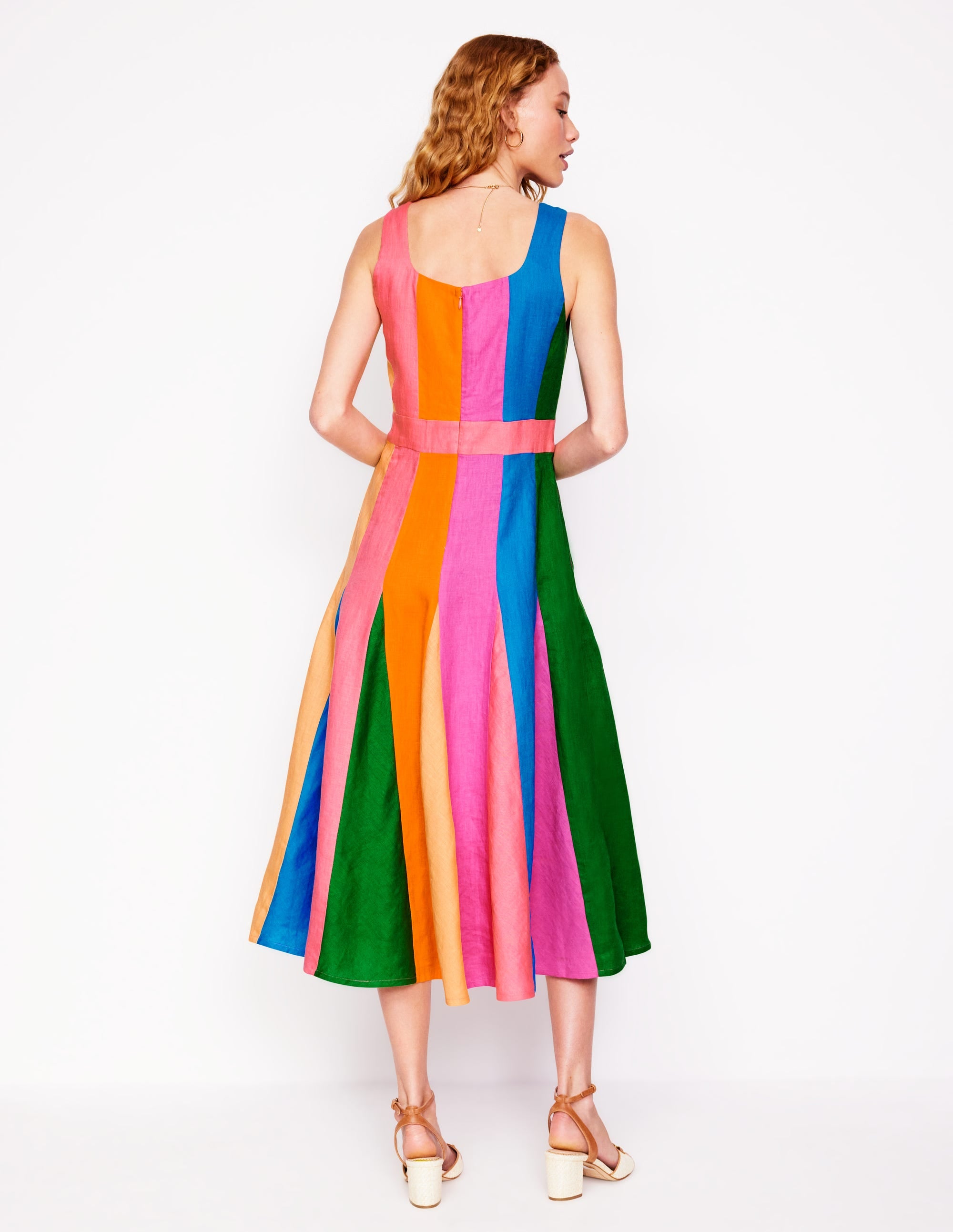 Ausgestelltes Kleid mit Ziernähten-Bunt, Blockfarben - Image 3