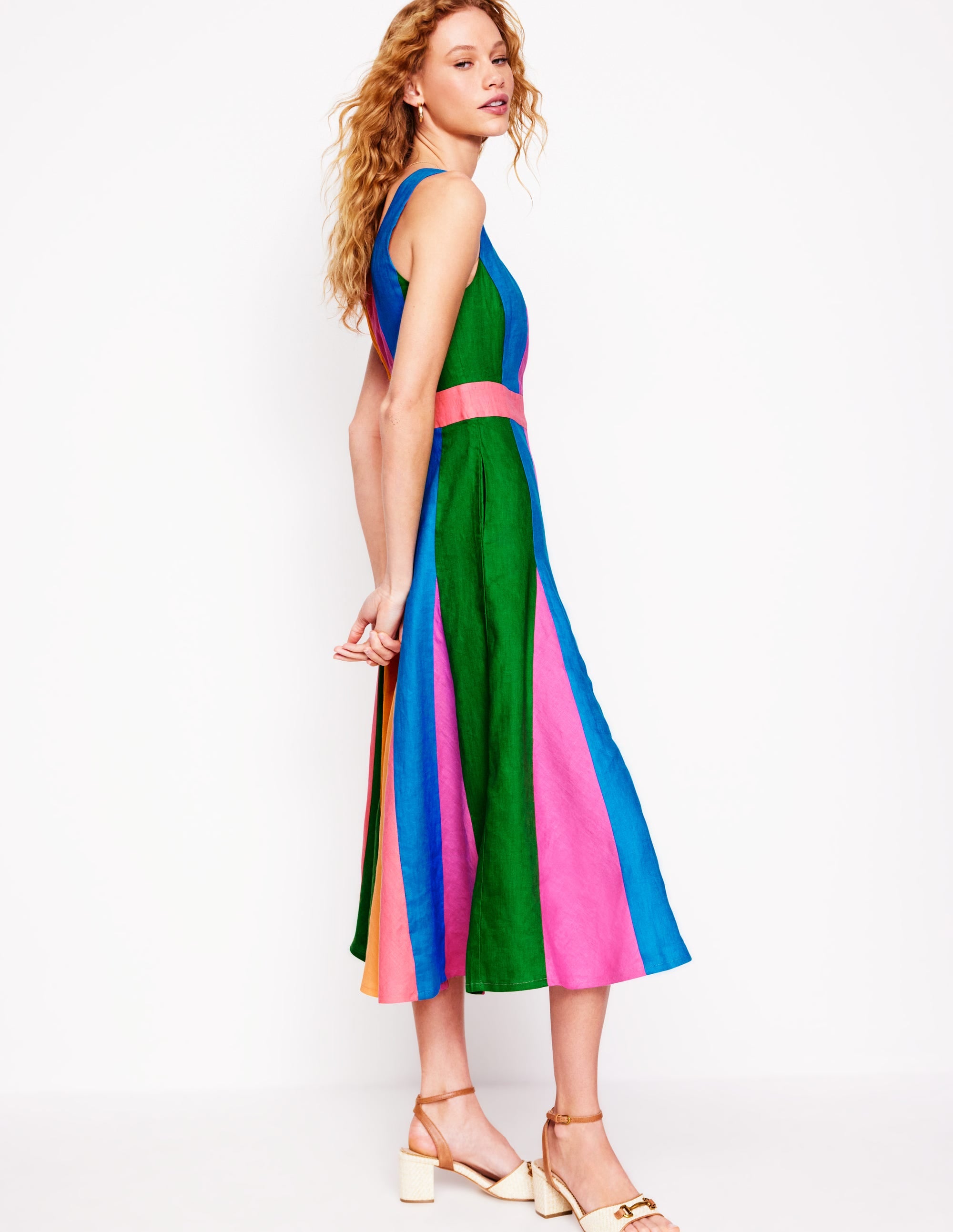 Ausgestelltes Kleid mit Ziernähten-Bunt, Blockfarben - Image 4