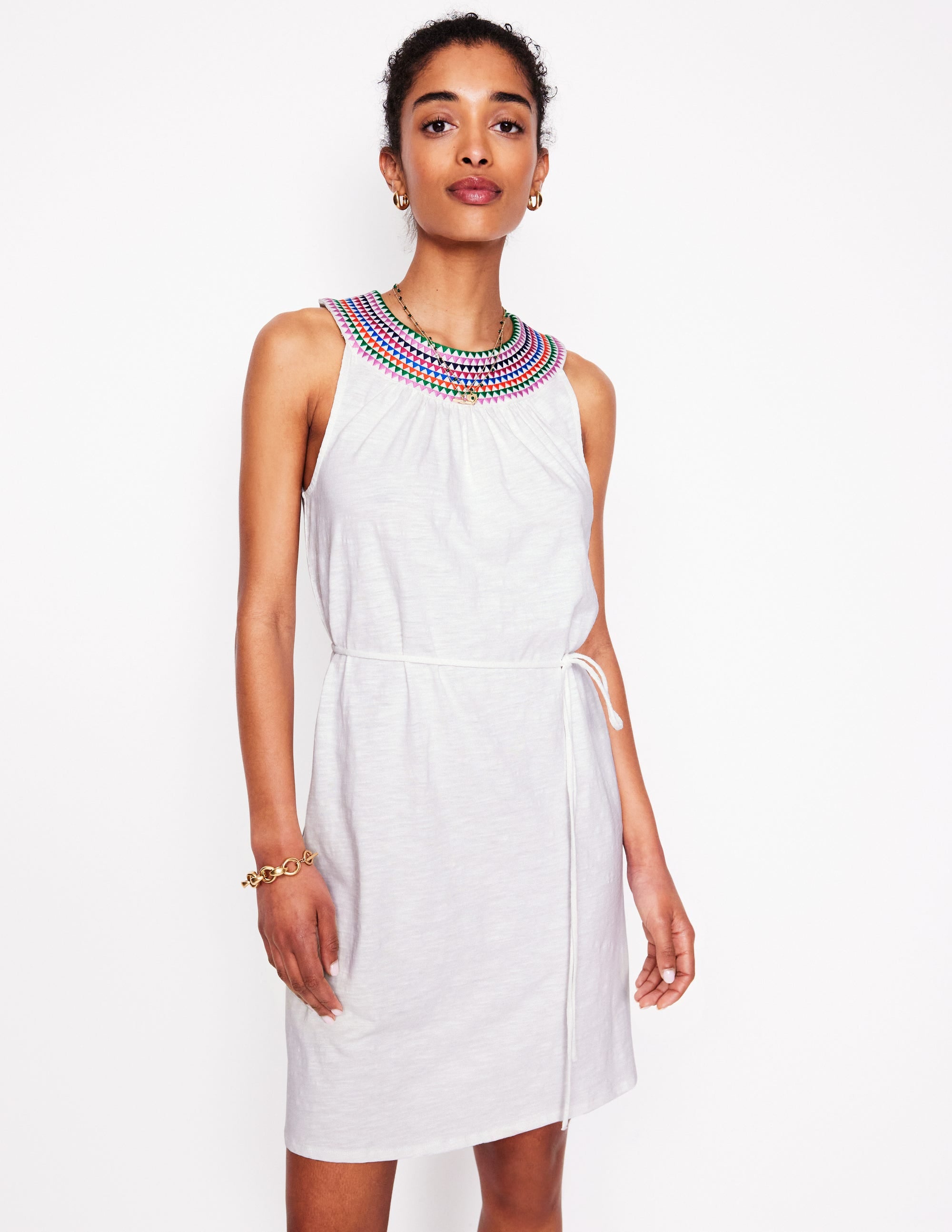 Robe courte Eleni brodée-Blanc - Image 1
