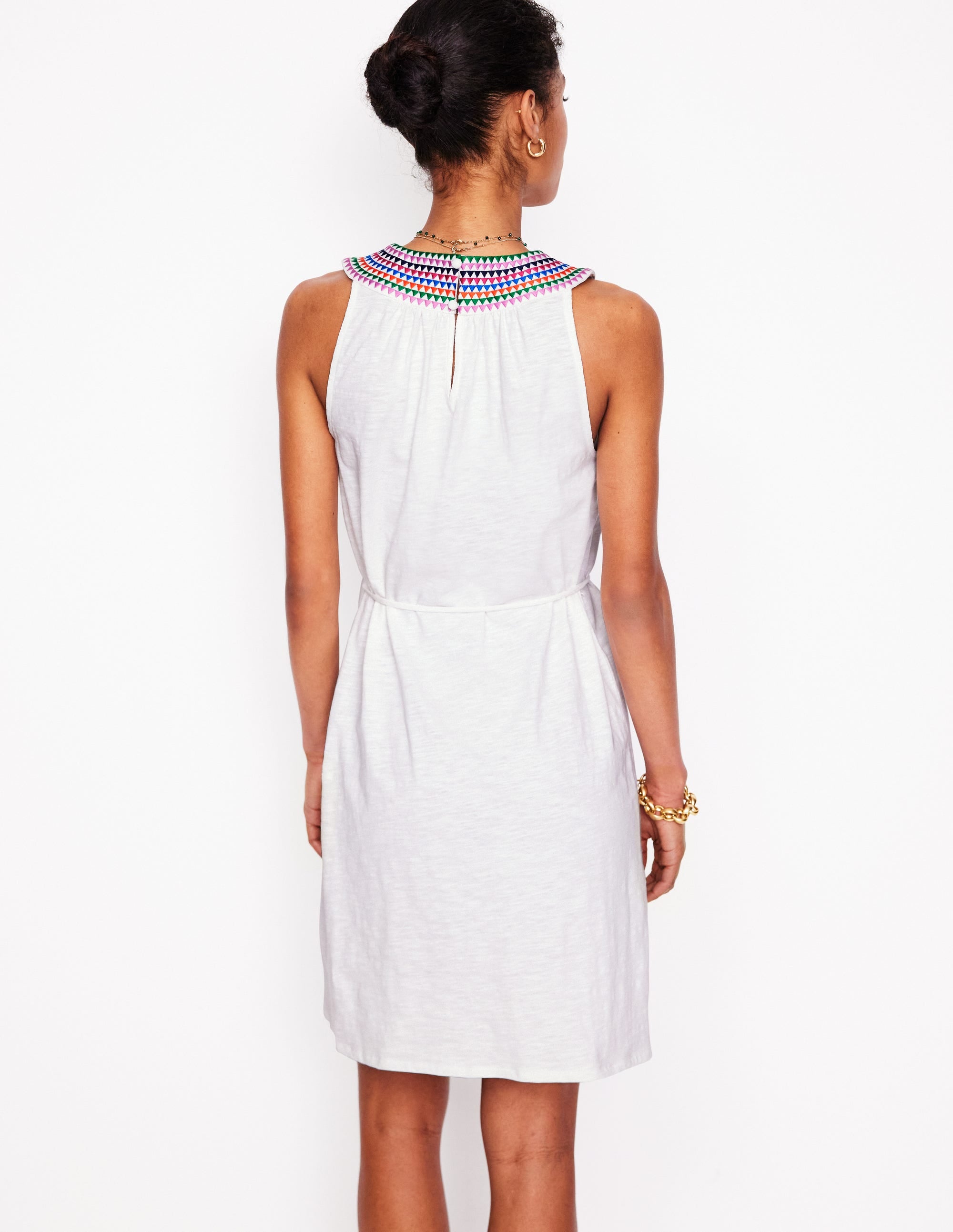 Robe courte Eleni brodée-Blanc - Image 3