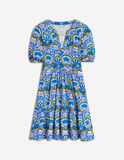 Piper Kurzes Jerseykleid-Eisvogelblau, Freesienstempel-6