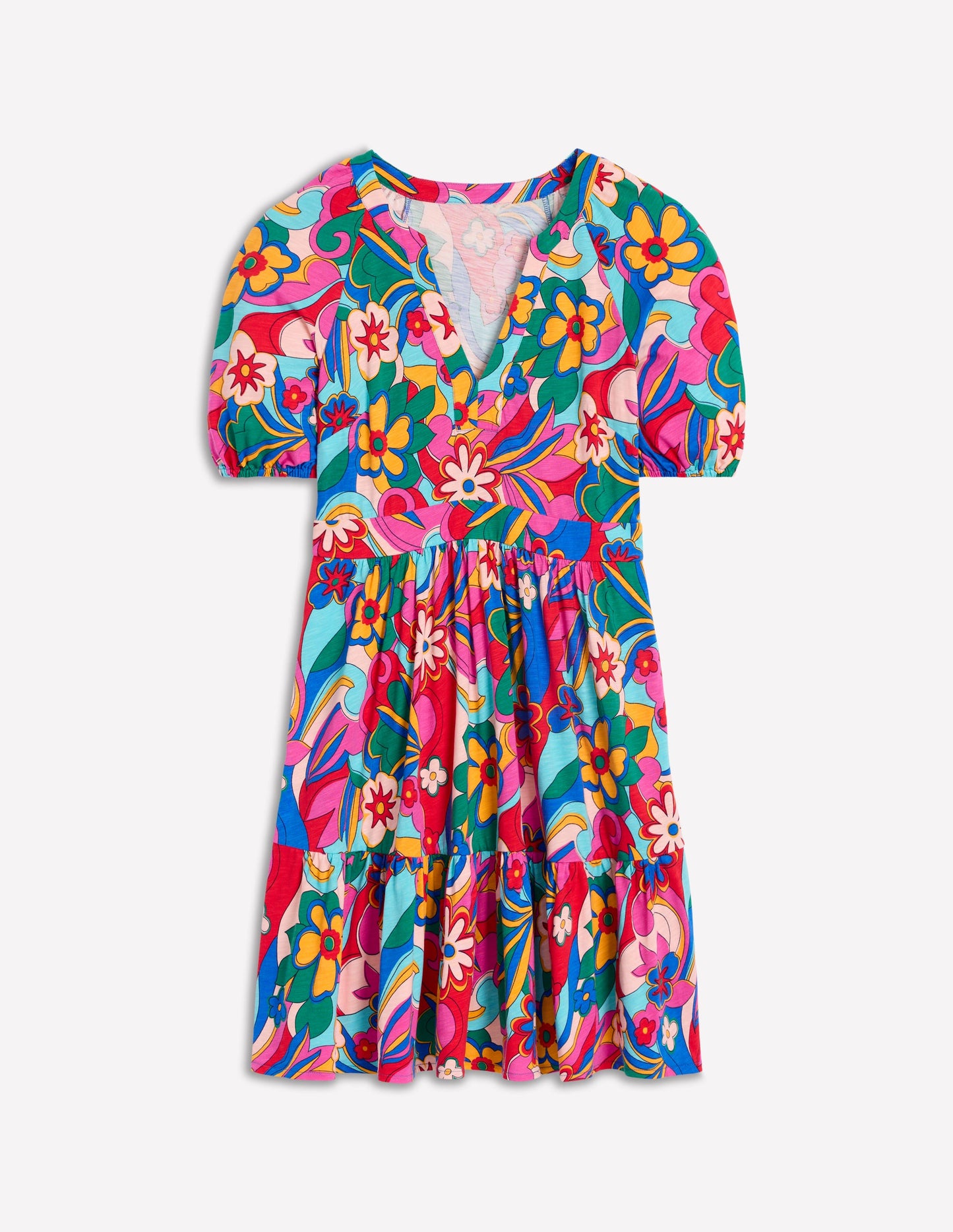 Piper Kurzes Jerseykleid-Bunt, Blühender Pepp